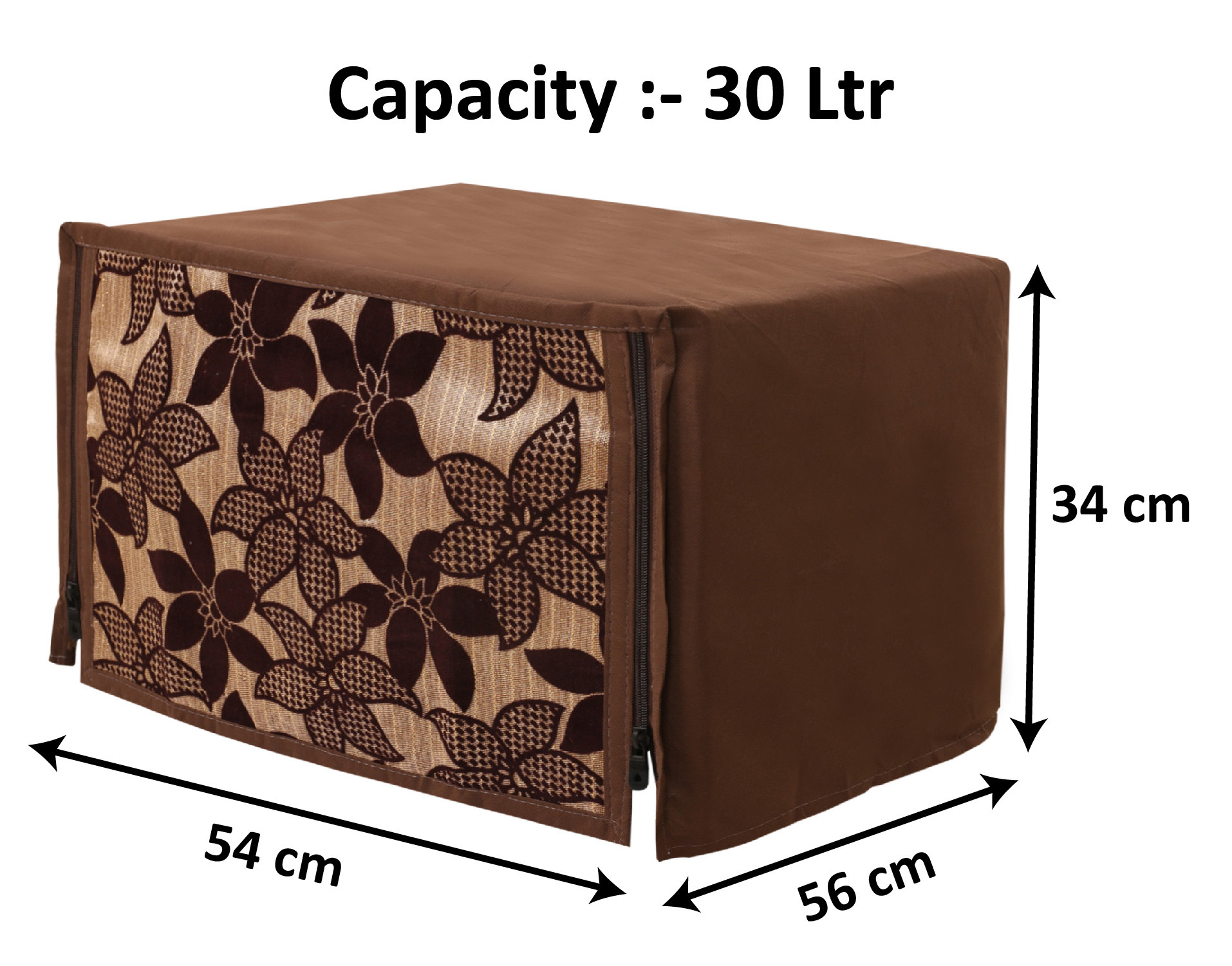 Kuber Industries Velvet Flower  Printed Microwave Oven Cover,30 Ltr. (Brown)-HS43KUBMART26063