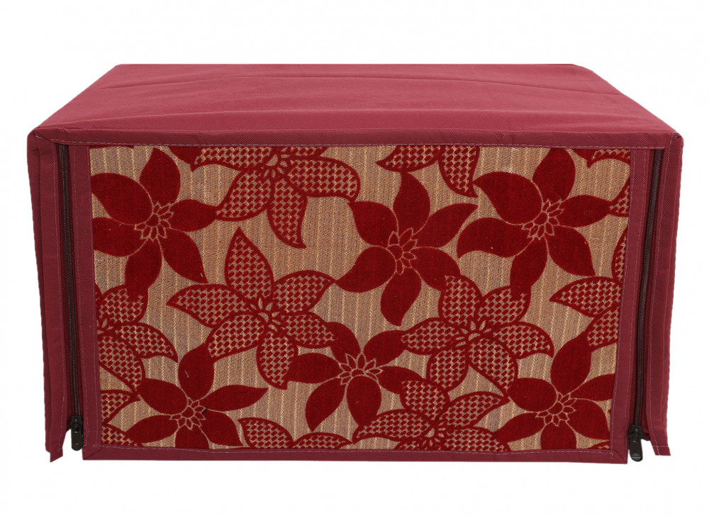 Kuber Industries Velvet Flower  Printed Microwave Oven Cover,30 Ltr. (Maroon)-HS43KUBMART26055