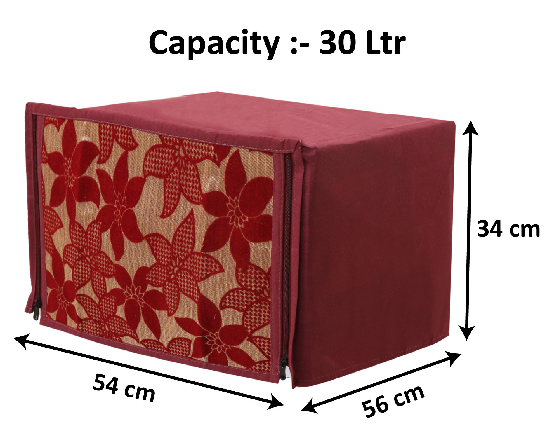 Kuber Industries Velvet Flower  Printed Microwave Oven Cover,30 Ltr. (Maroon)-HS43KUBMART26055