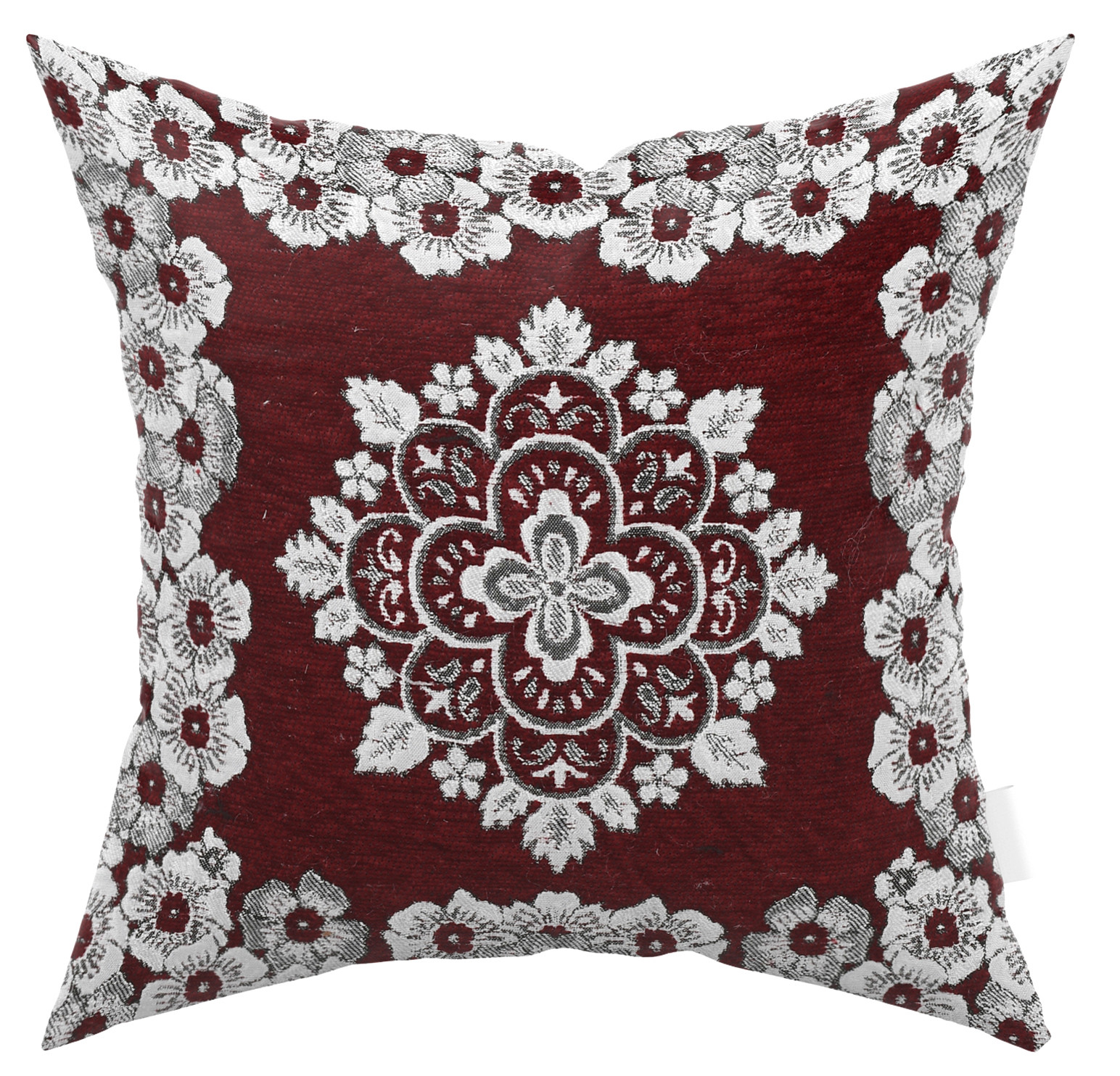 Kuber Industries Velvet Flower Design Soft Decorative Square Throw Pillow Cover, Cushion Covers, Pillow Case For Sofa Couch Bed Chair 16x16 Inch-(Maroon)