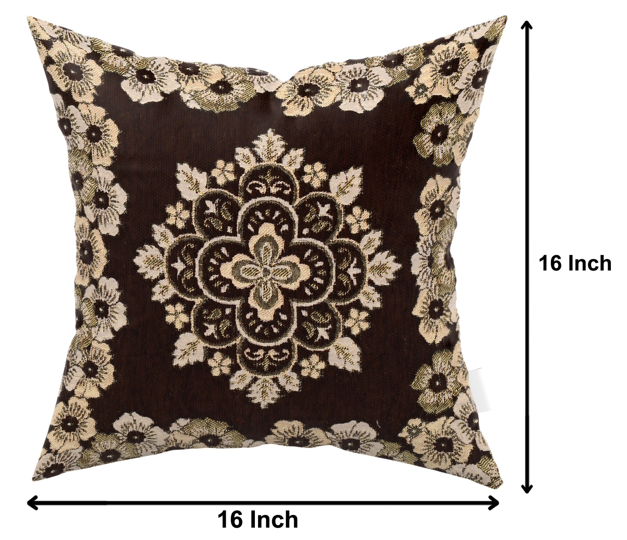 Kuber Industries Velvet Flower Design Soft Decorative Square Throw Pillow Cover, Cushion Covers, Pillow Case For Sofa Couch Bed Chair 16x16 Inch-(Brown)