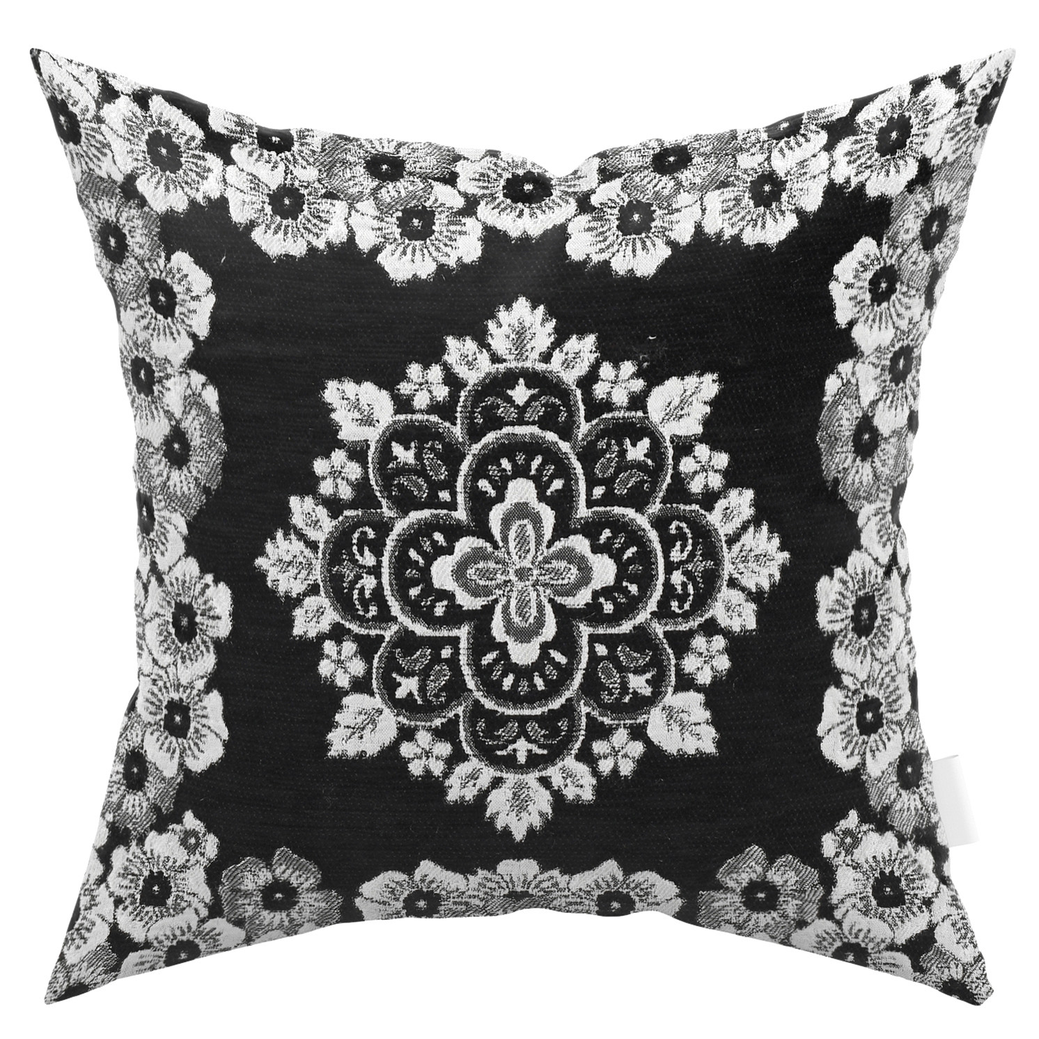 Kuber Industries Velvet Flower Design Soft Decorative Square Throw Pillow Cover, Cushion Covers, Pillow Case For Sofa Couch Bed Chair 16x16 Inch-(Black)
