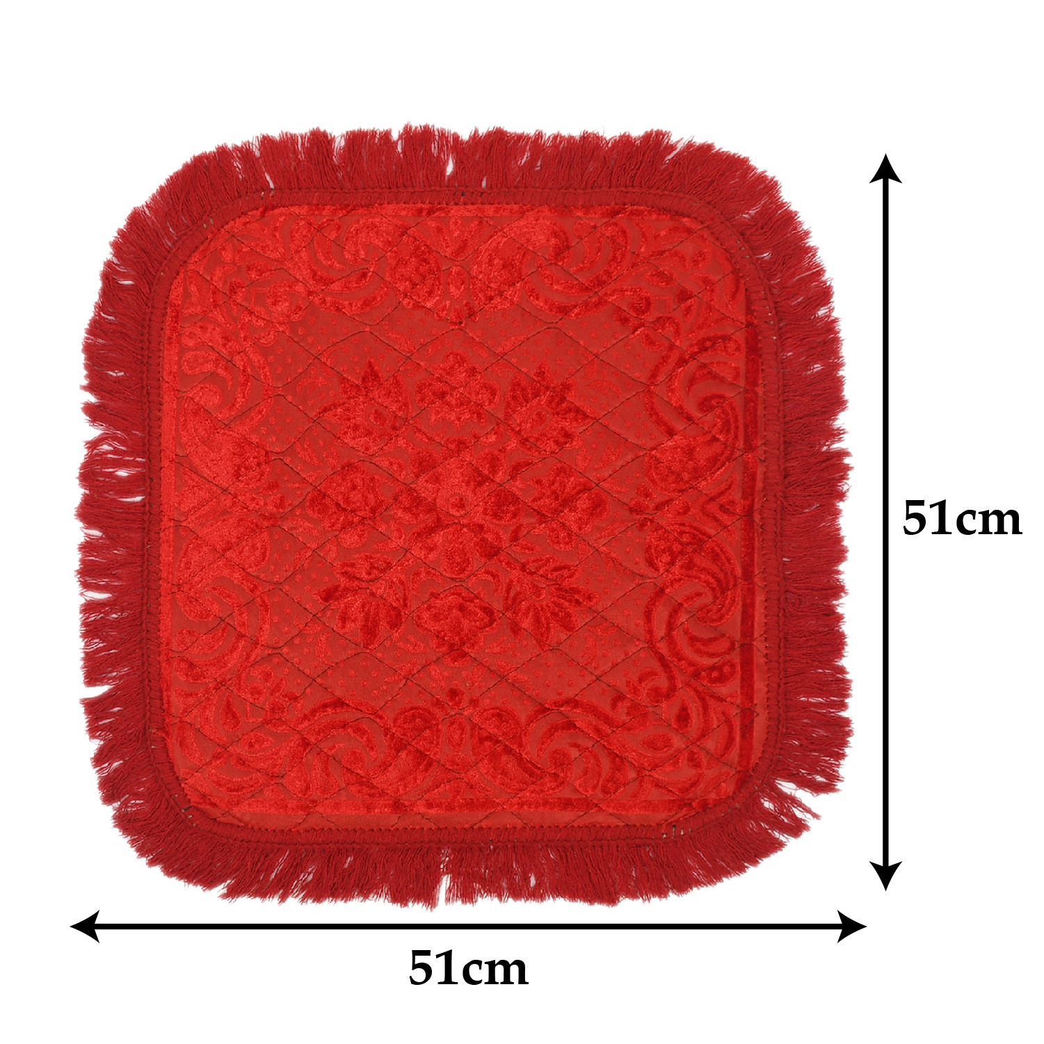Kuber Industries Velvet Flower Print Pooja Aasan/Prayer Aasan/Meditation Mat For Home (Red) 54KM4128