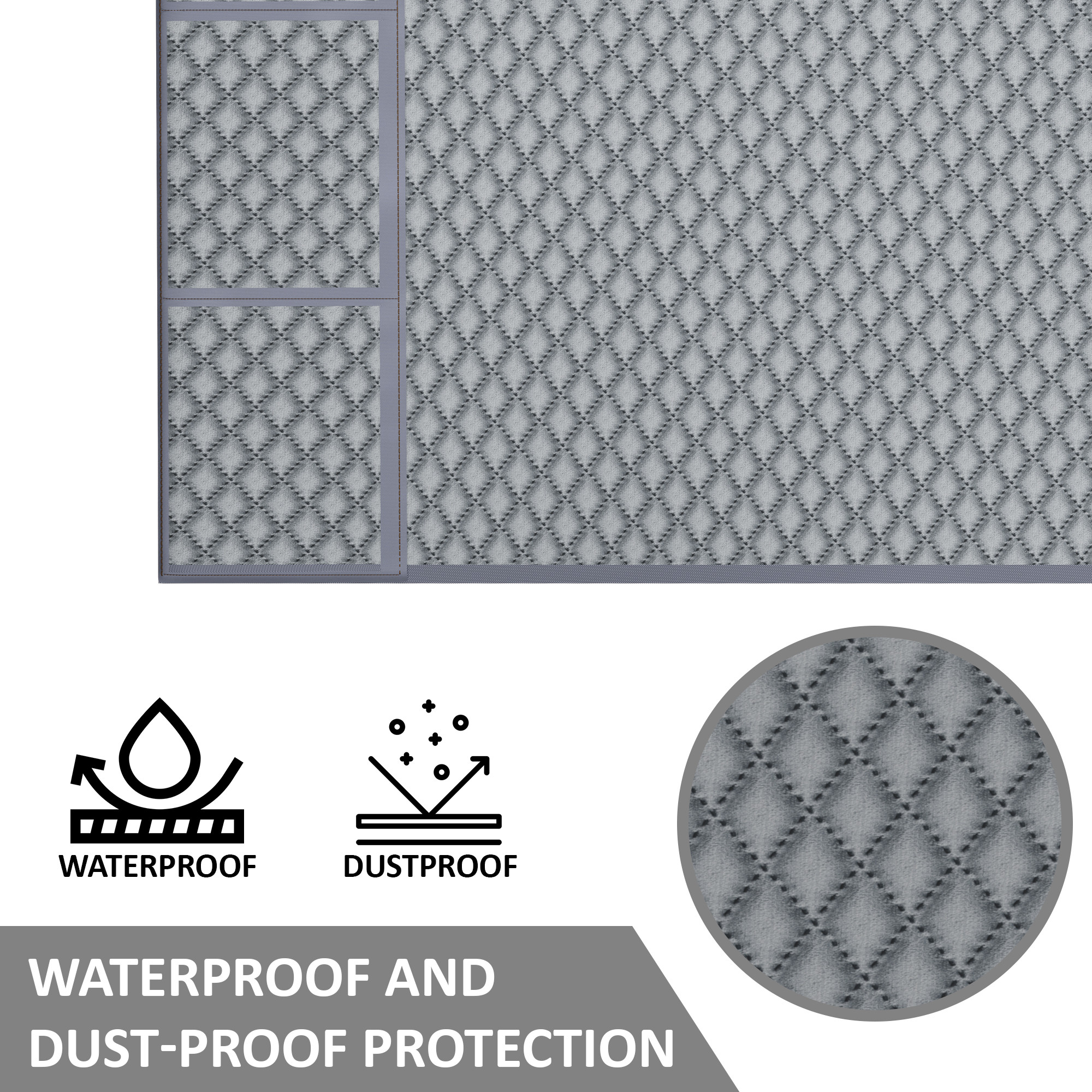 Kuber Industries Velvet Fridge Cover Top with 6 Utility Side Pockets  FreezeRefrigerator Cover Single Door  Fridge Top Organizer  Quilted Ultra Sonic - Grey
