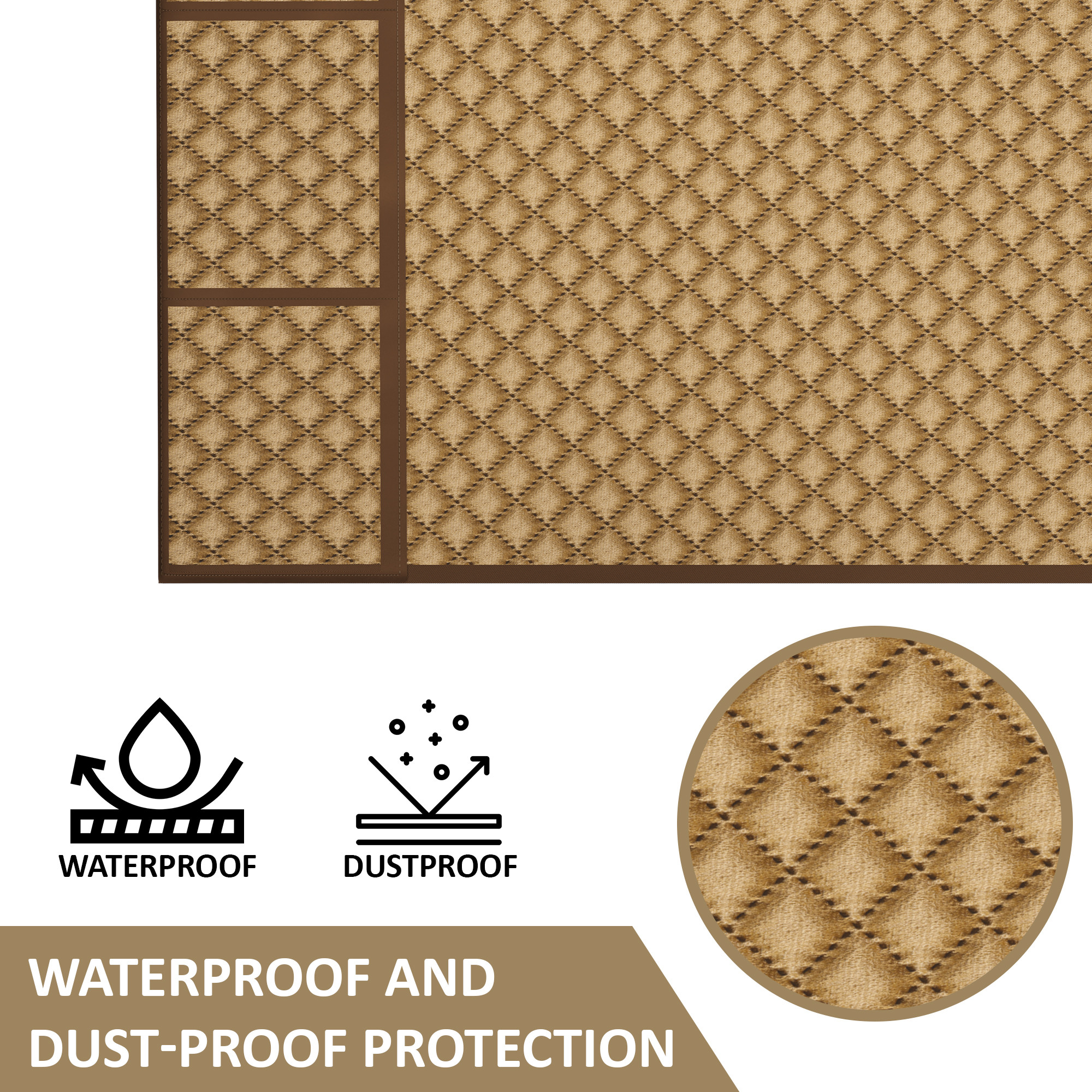 Kuber Industries Velvet Fridge Cover Top with 6 Utility Side Pockets  FreezeRefrigerator Cover Single Door  Fridge Top Organizer  Quilted Ultra Sonic - Brown