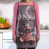 Velvet Quilt Chef Apron for Kitchen with Big Front Pocket and Adjustable Waist Strap | Cooking Aprons for Women and Men | Baking &amp; Cooking Dress | Gulab - Grey &amp; Brown
