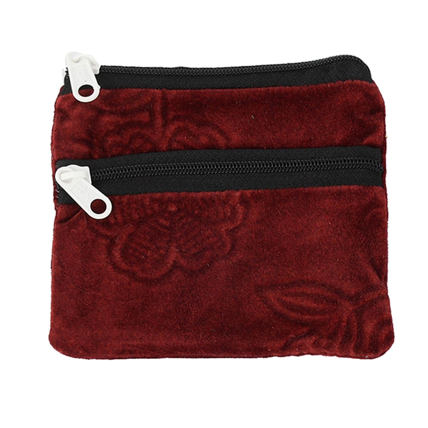 Kuber Industries Velvet Women Cloth Handy Purse/Coin Pouch/batwa/Wallet With Two Zipper (Multi) -CTKTC39153