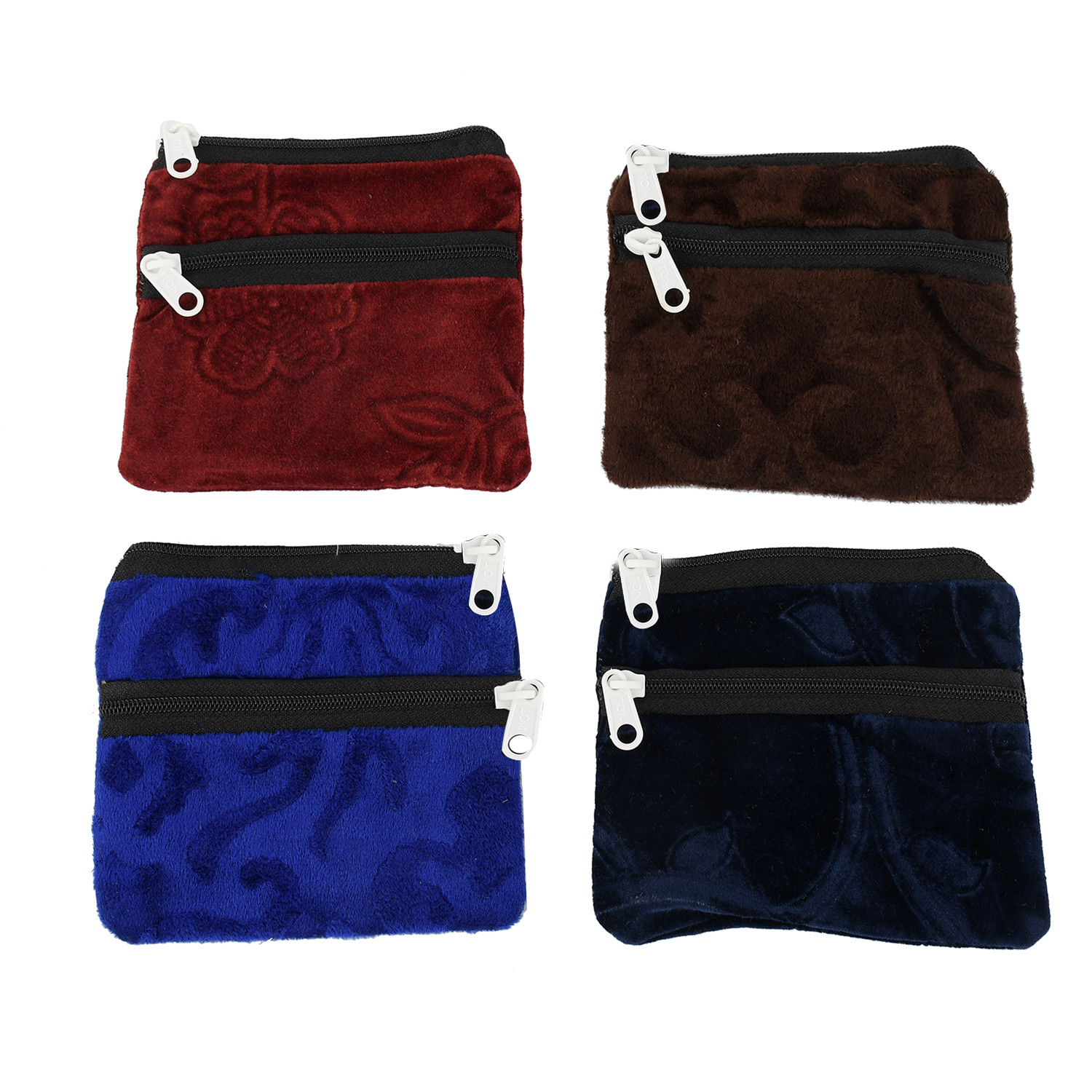 Kuber Industries Velvet Women Cloth Handy Purse/Coin Pouch/batwa/Wallet With Two Zipper (Multi) -CTKTC39153