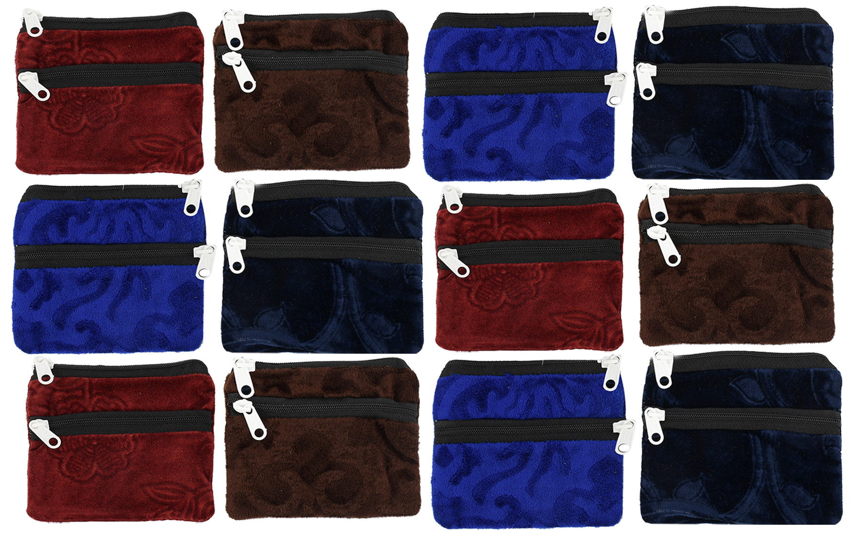 Kuber Industries Velvet Women Cloth Handy Purse/Coin Pouch/batwa/Wallet With Two Zipper (Multi) -CTKTC39153
