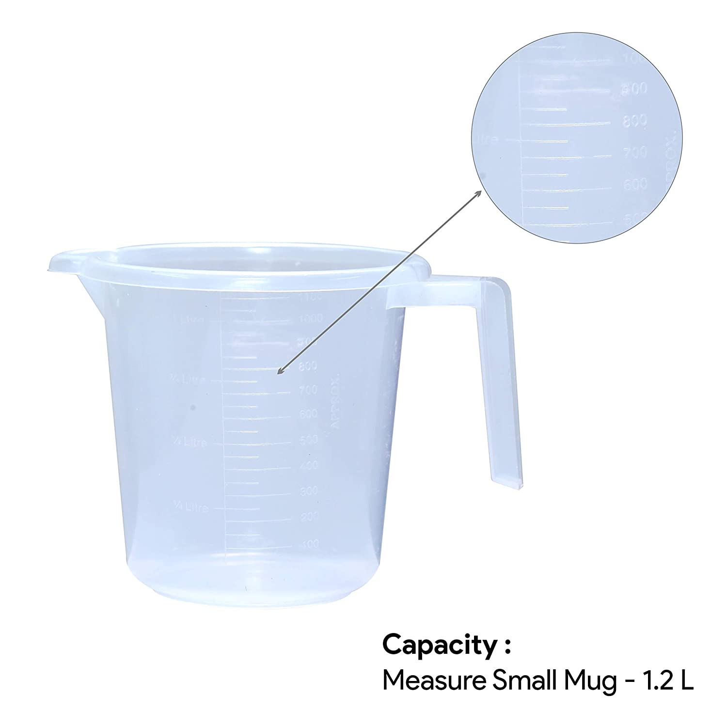 Kuber Industries Virgin Plastic Transparent Bathroom Mug with Measurement,1800,1100 ML (White)