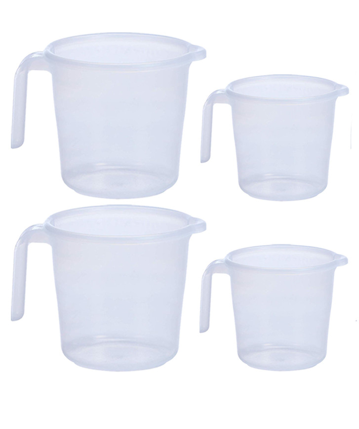 Kuber Industries Virgin Plastic Transparent Bathroom Mug with Measurement,1800,1100 ML (White)