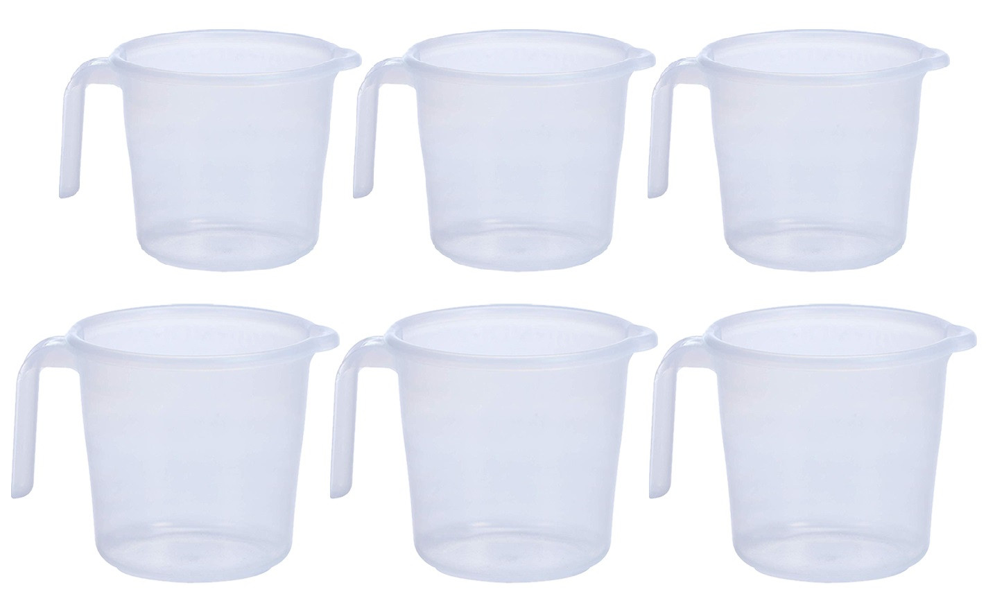 Kuber Industries Virgin Plastic Transparent Bathroom Mug with Measurement,1800,1100 ML (White)