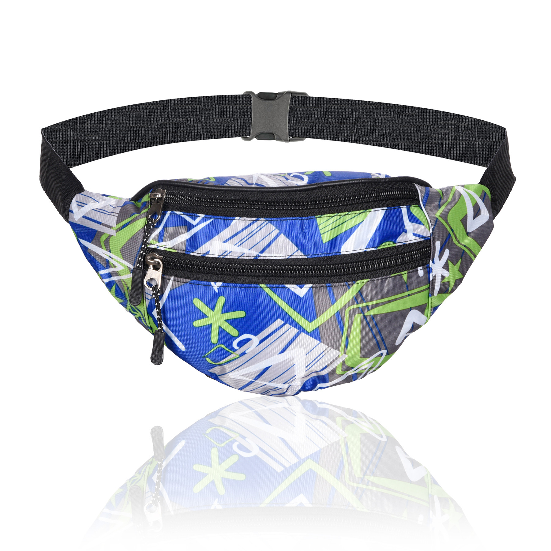 Kuber Industries Waist Bag | Waist Bag Pouch for Men | Waist Bag Pouch for Women | Waist Bag for Boys | Waist Bags for Girls | Polyester Belt Fanny Pack | Printed Chest Bag | Blue