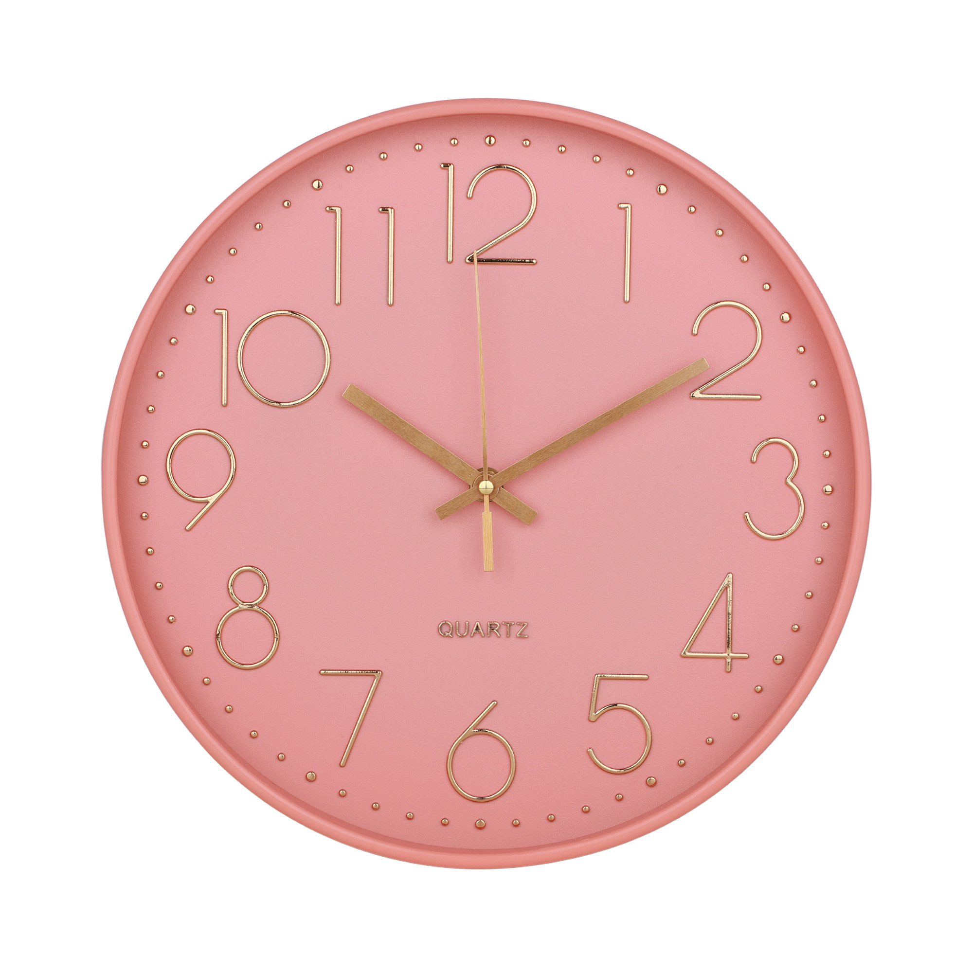 Kuber Industries Wall Clock | Fancy Watch Wall Clocks | Office Wall Clock | Clock for Living Room | Clock for Bedroom | Clock for Hall | Machinery-Quartz | 12 Inch | E-Light Powder Color