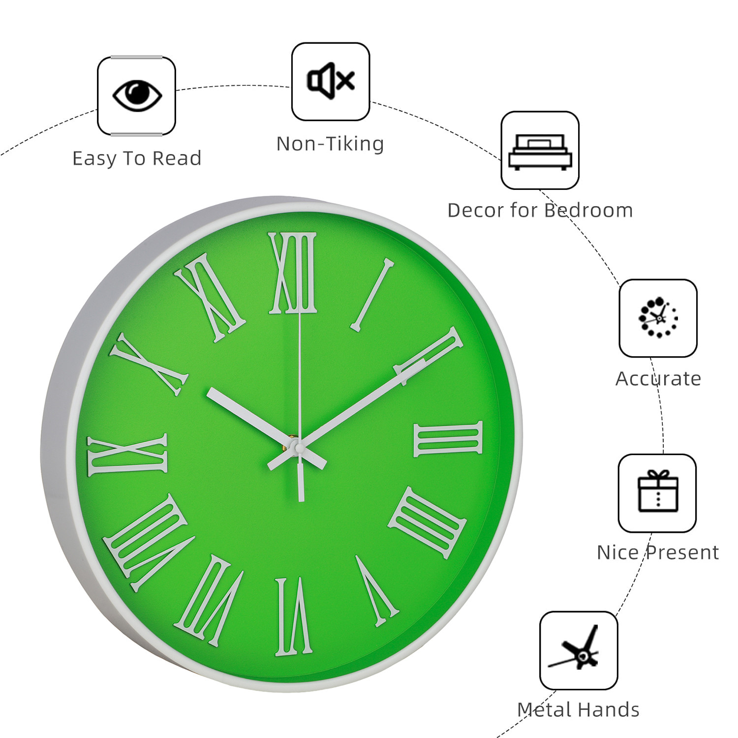 Kuber Industries Wall Clock | Fancy Watch Wall Clocks | Office Wall Clock | Clock for Living Room | Clock for Bedroom | Clock for Hall | Machinery-Quartz | 12 Inch | F-Green