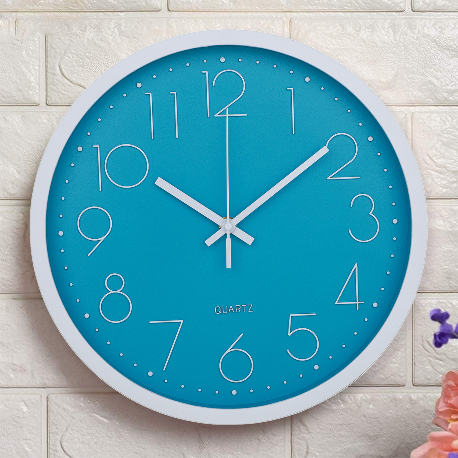 Kuber Industries Wall Clock | Fancy Watch Wall Clocks | Office Wall Clock | Clock for Living Room | Clock for Bedroom | Clock for Hall | Machinery-Quartz | 12 Inch | 2019-Sky Blue
