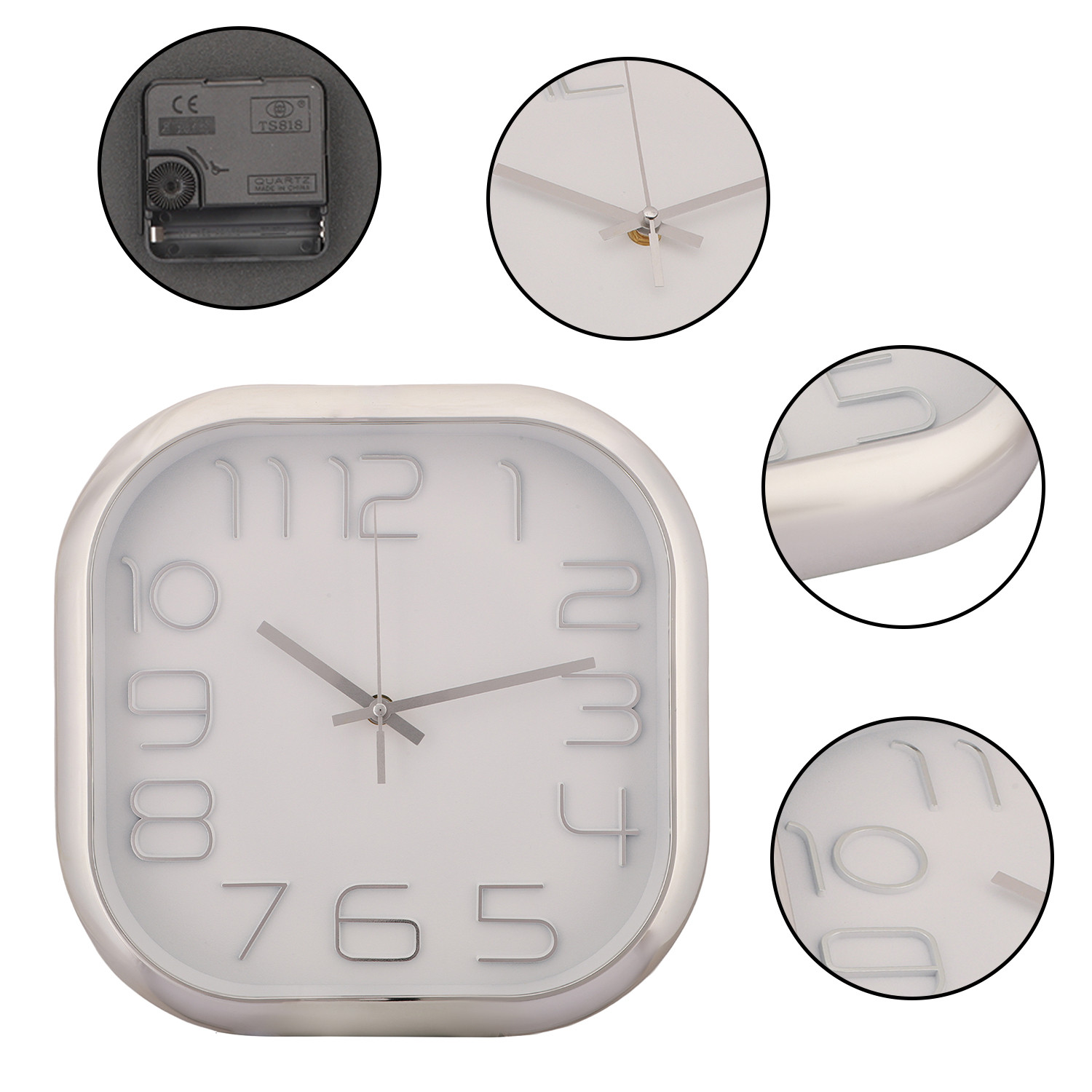 Kuber Industries Wall Clock | Fancy Watch Wall Clocks | Office Wall Clock | Clock for Living Room | Clock for Bedroom | Clock for Hall | Machinery-Quartz | 12 Inch | 2016B-Silver