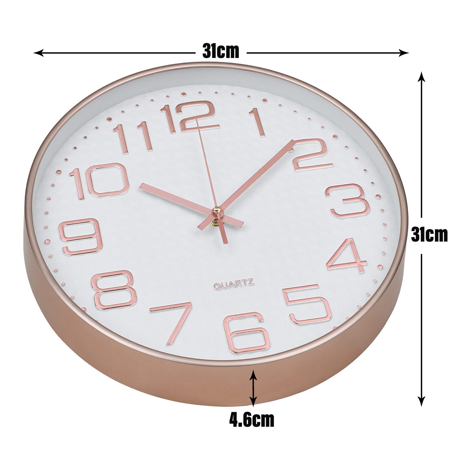 Kuber Industries Wall Clock | Fancy Watch Wall Clocks | Office Wall Clock | Clock for Living Room | Clock for Bedroom | Clock for Hall | Machinery-Quartz | 12 Inch | L-Rose Gold