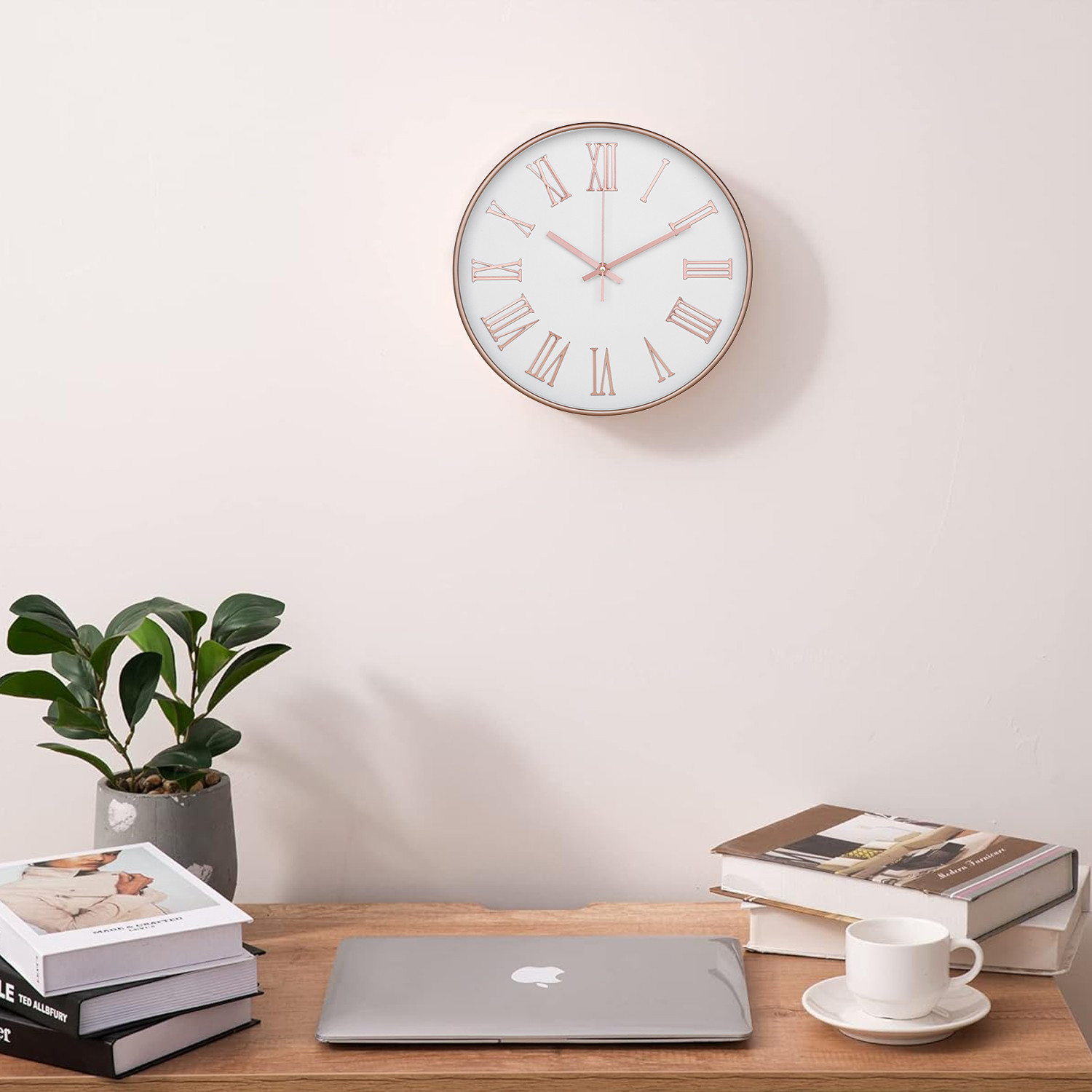 Kuber Industries Wall Clock | Fancy Watch Wall Clocks | Office Wall Clock | Clock for Living Room | Clock for Bedroom | Clock for Hall | Machinery-Quartz | 12 Inch | F-Rose Gold