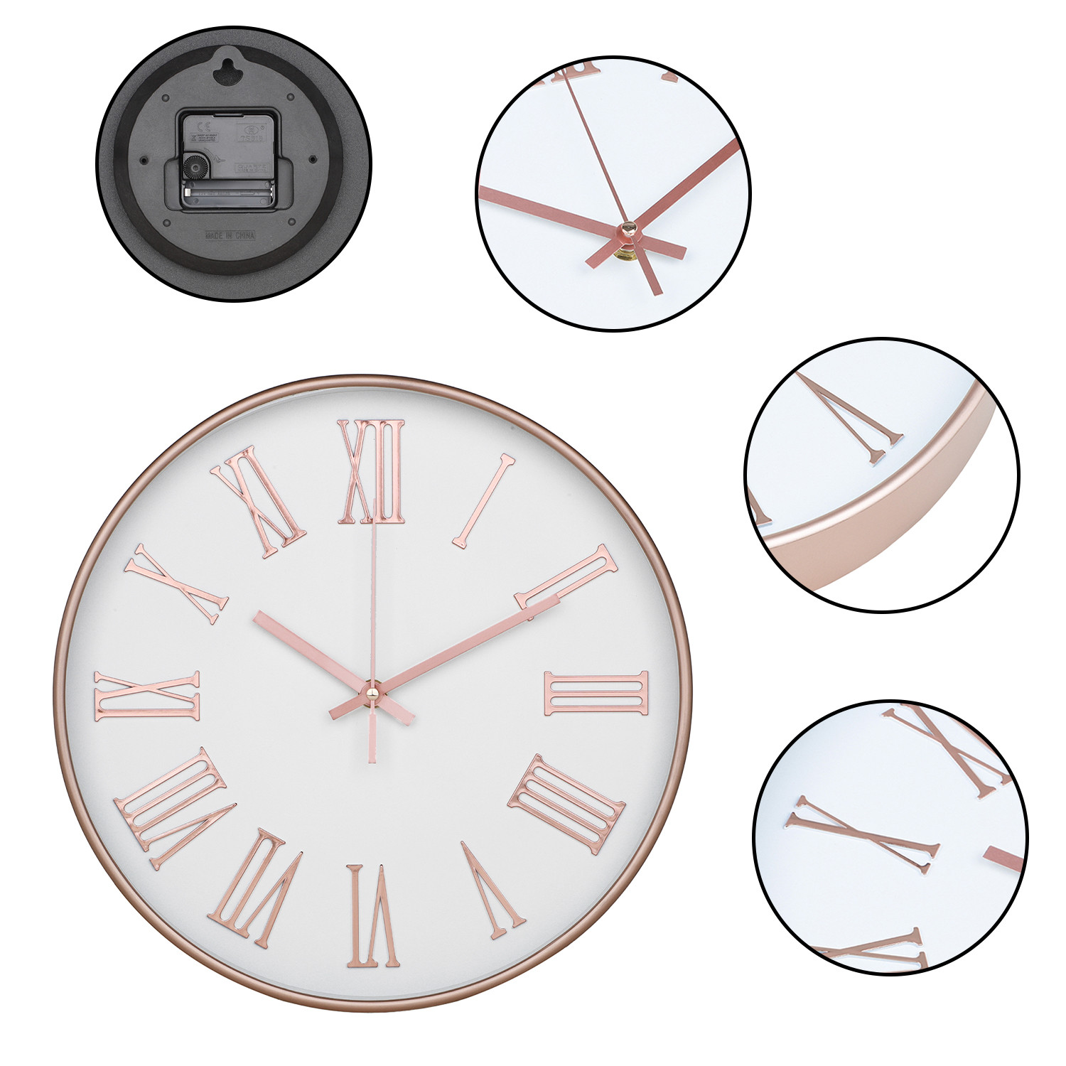 Kuber Industries Wall Clock | Fancy Watch Wall Clocks | Office Wall Clock | Clock for Living Room | Clock for Bedroom | Clock for Hall | Machinery-Quartz | 12 Inch | F-Rose Gold