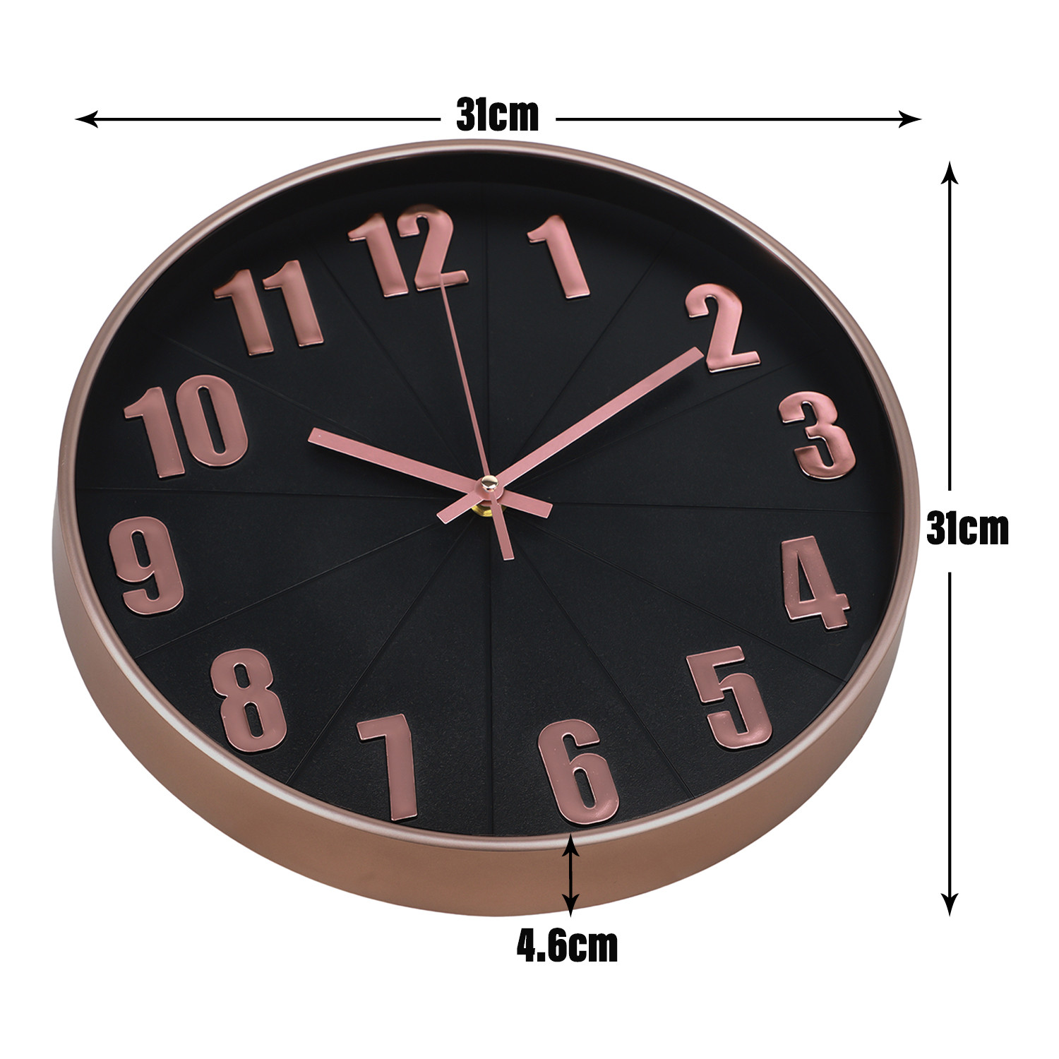 Kuber Industries Wall Clock | Fancy Watch Wall Clocks | Office Wall Clock | Clock for Living Room | Clock for Bedroom | Clock for Hall | Machinery-Quartz | 12 Inch | H-Black Rose Gold