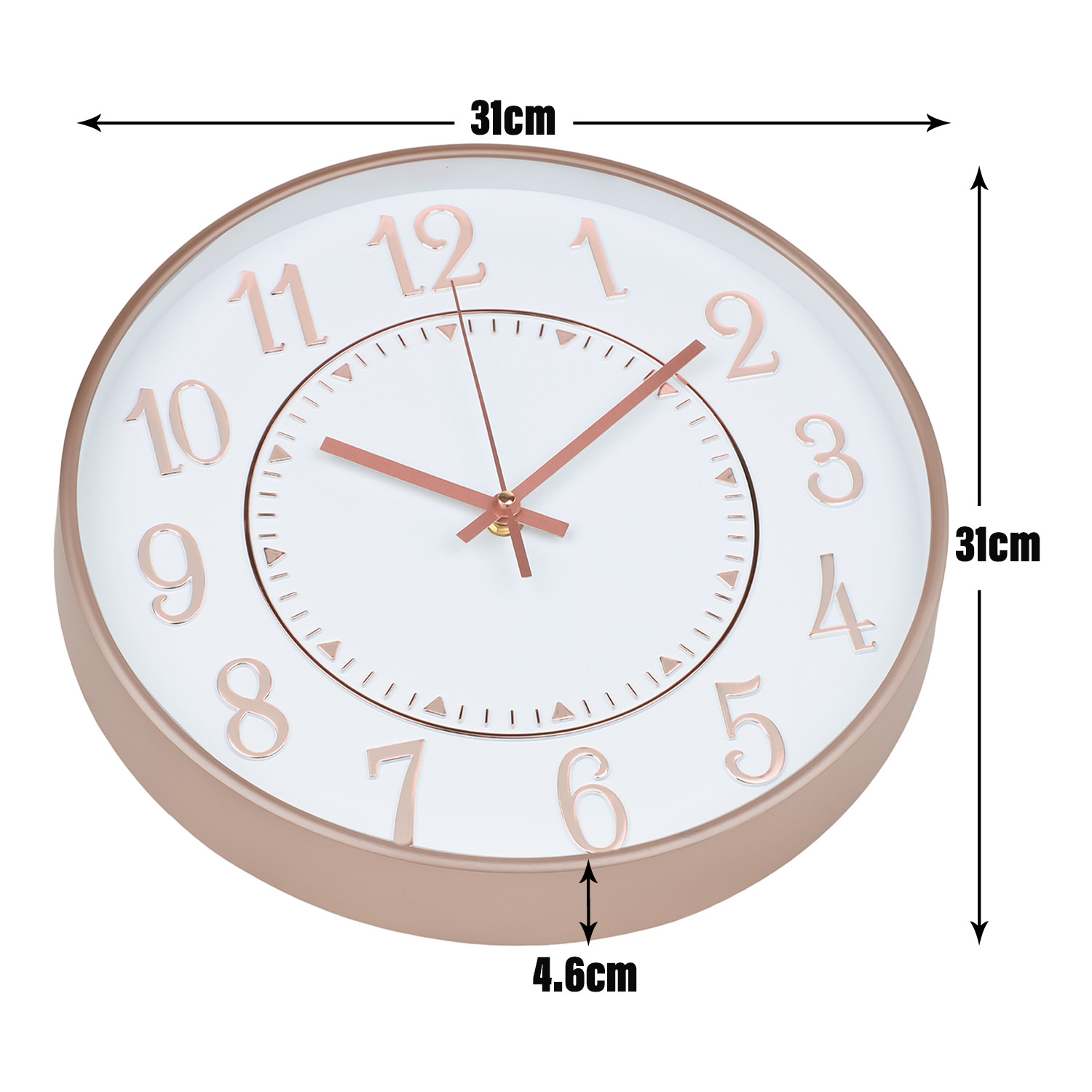 Kuber Industries Wall Clock | Fancy Watch Wall Clocks | Office Wall Clock | Clock for Living Room | Clock for Bedroom | Clock for Hall | Machinery-Quartz | 12 Inch | N-Rose Gold