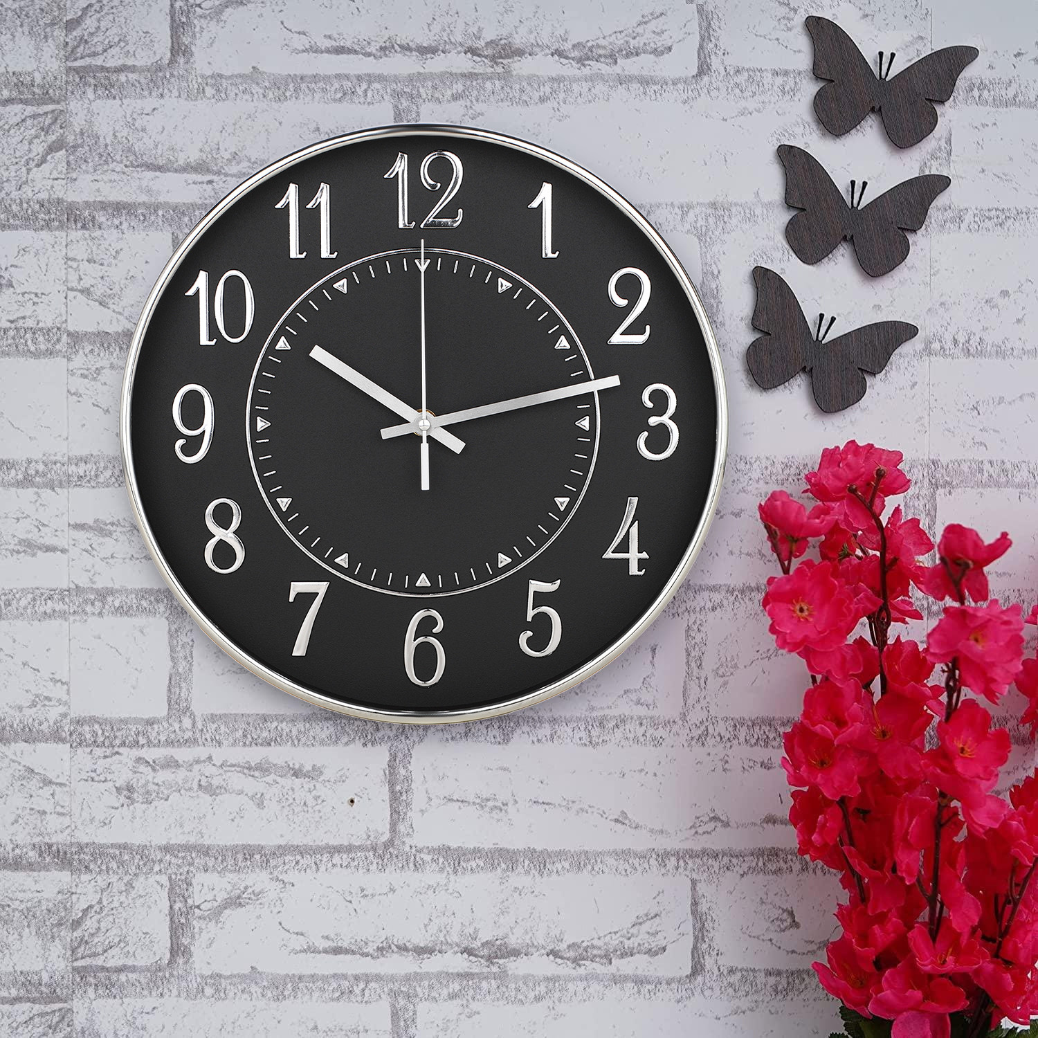 Kuber Industries Wall Clock | Fancy Watch Wall Clocks | Office Wall Clock | Clock for Living Room | Clock for Bedroom | Clock for Hall | Machinery-Quartz | 12 Inch | N-Silver