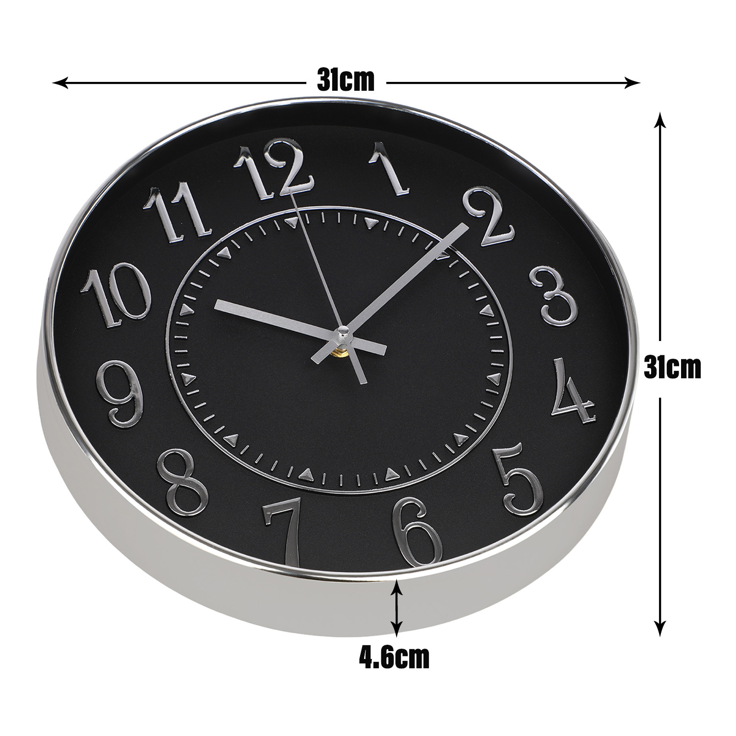 Kuber Industries Wall Clock | Fancy Watch Wall Clocks | Office Wall Clock | Clock for Living Room | Clock for Bedroom | Clock for Hall | Machinery-Quartz | 12 Inch | N-Silver