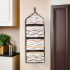 Wall Hanging Closet Organizer for Wardrobe with 3 Pockets &amp; Zip | Letter Holder, Socks &amp; Tie Storage Pouches | Printed - Brown