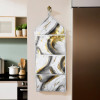 Wall Hanging Organizer | 3 Multi-Purpose Storage Pocket | Foldable Document Holder | Hanging Stationary Organizer | Magazine Organizer | Golden Marble | Grey