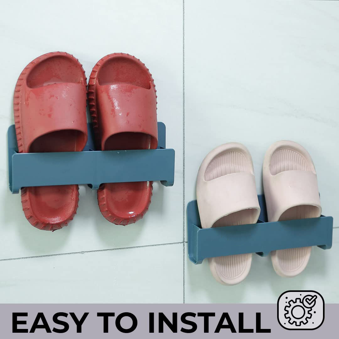 Kuber Industries Wall Mounted Shoe Rack for Home|Quality ABS/PVC|Compact & Durable|Self-Adhesive|Unique Design|Shoe Stand For Bathroom & Bedroom|Pack of 2|1354A|Blue
