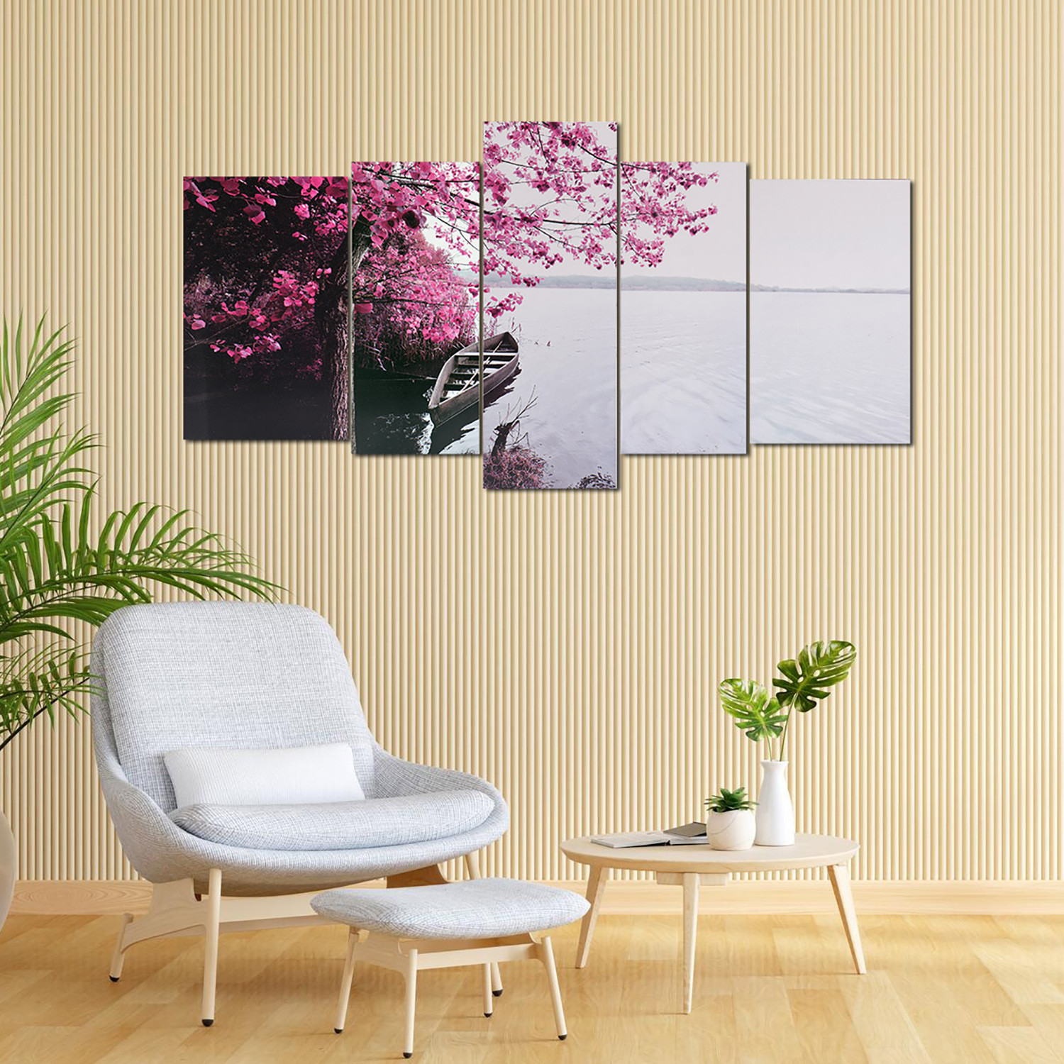 Kuber Industries Wall Paintings | MDF Wooden Wall Art for Living Room | Flower Scenery Wall Sculpture |Painting for Bedroom | Office | Hotels | Gift | 1730KIM3|Pink