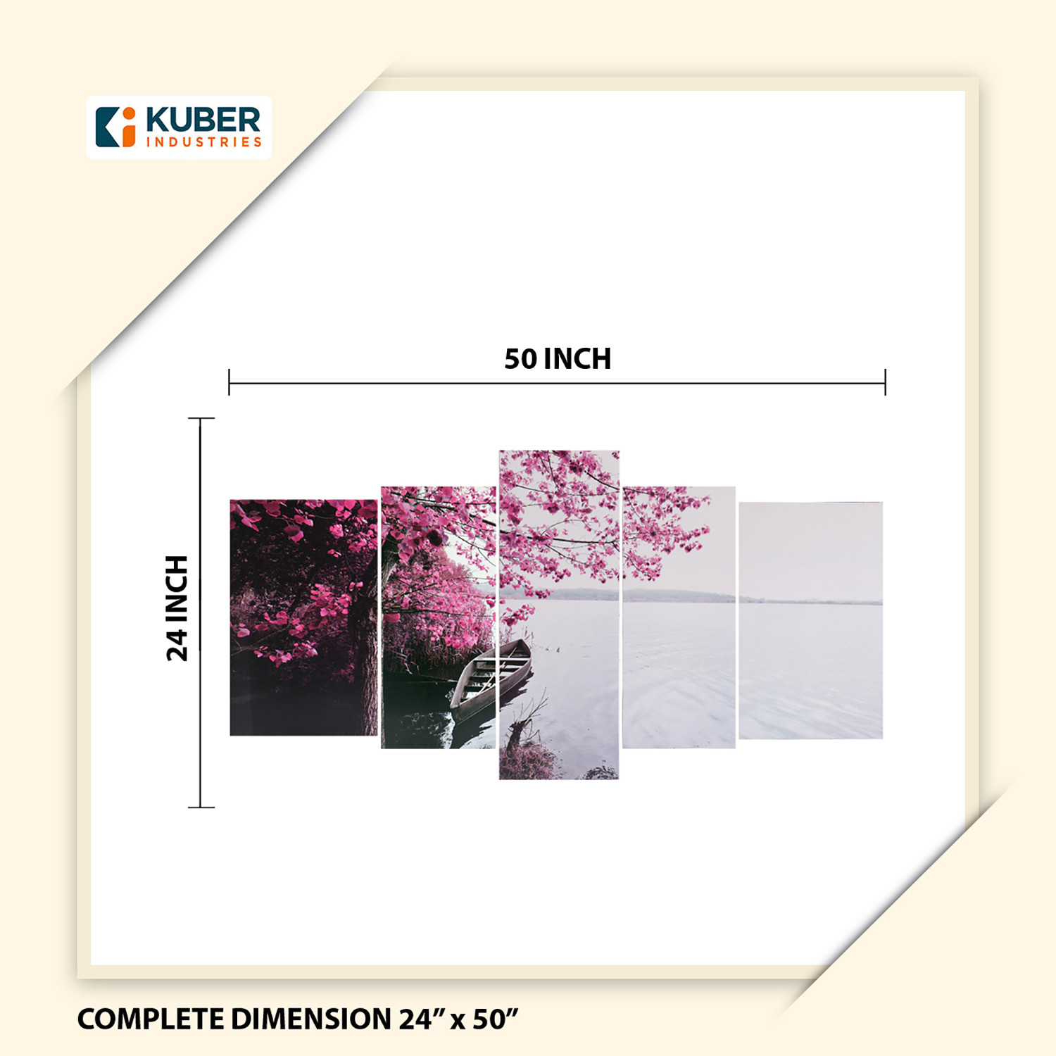 Kuber Industries Wall Paintings | MDF Wooden Wall Art for Living Room | Flower Scenery Wall Sculpture |Painting for Bedroom | Office | Hotels | Gift | 2450KIM3 |5 Piece Set| Pink