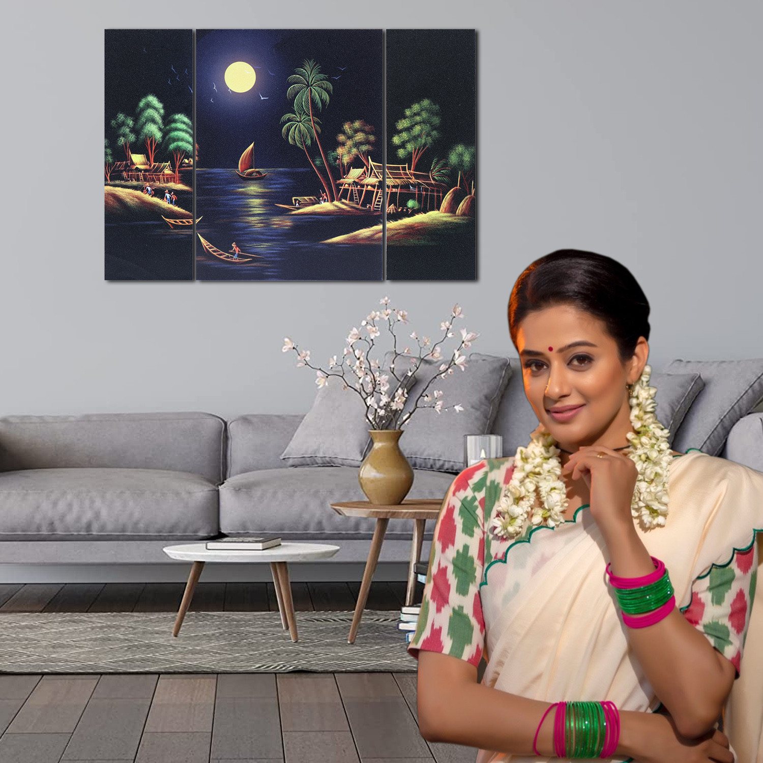 Kuber Industries Wall Paintings | MDF Wooden Wall Art for Living Room | Scenery Wall Sculpture |Painting for Bedroom | Office | Hotels | Gift | 1218KIM1| Blue