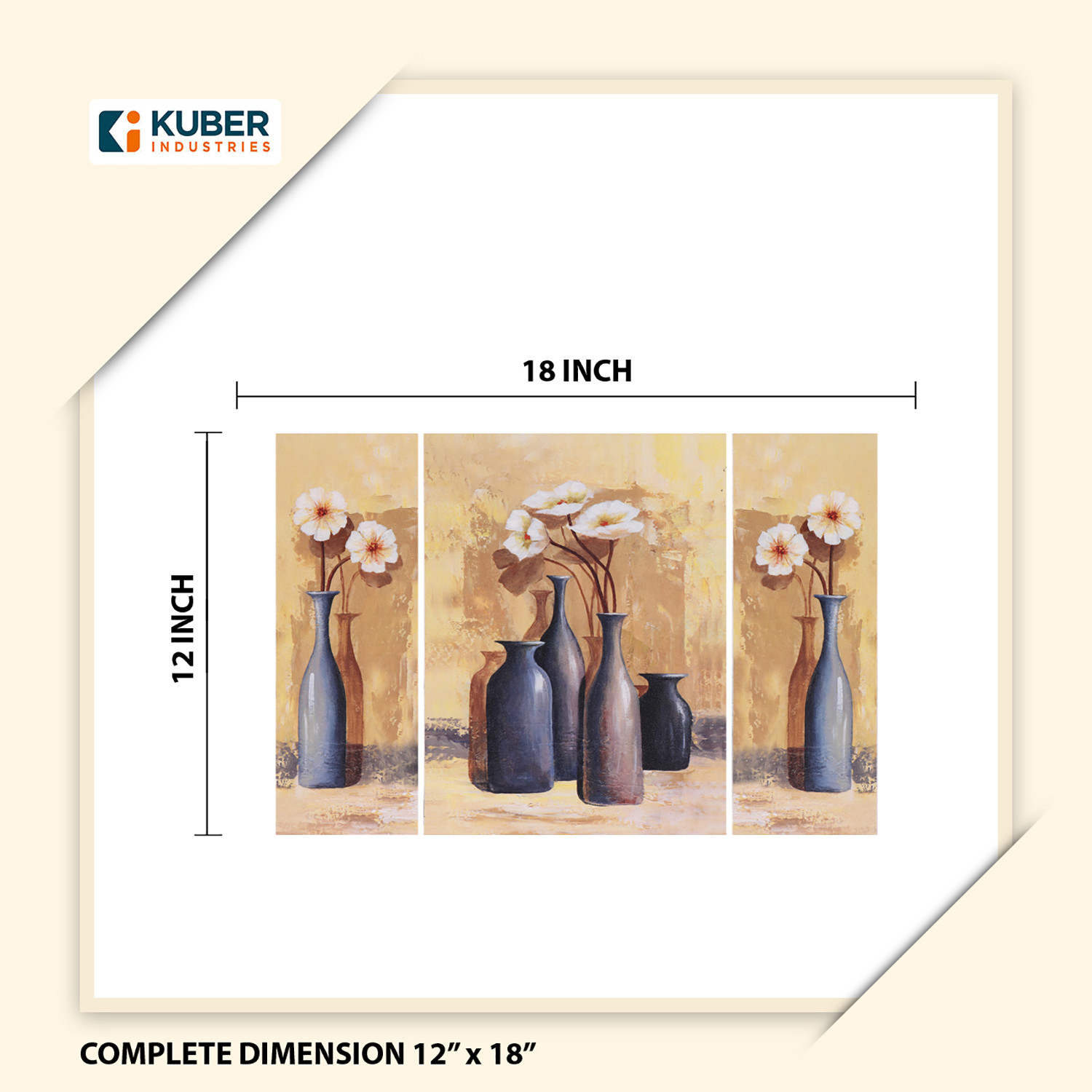 Kuber Industries Wall Paintings | MDF Wooden Wall Art for Living Room |Wall Sculpture | Bottle Vases Painting for Bedroom | Office | Hotels | Gift | 1218KIF1| Cream