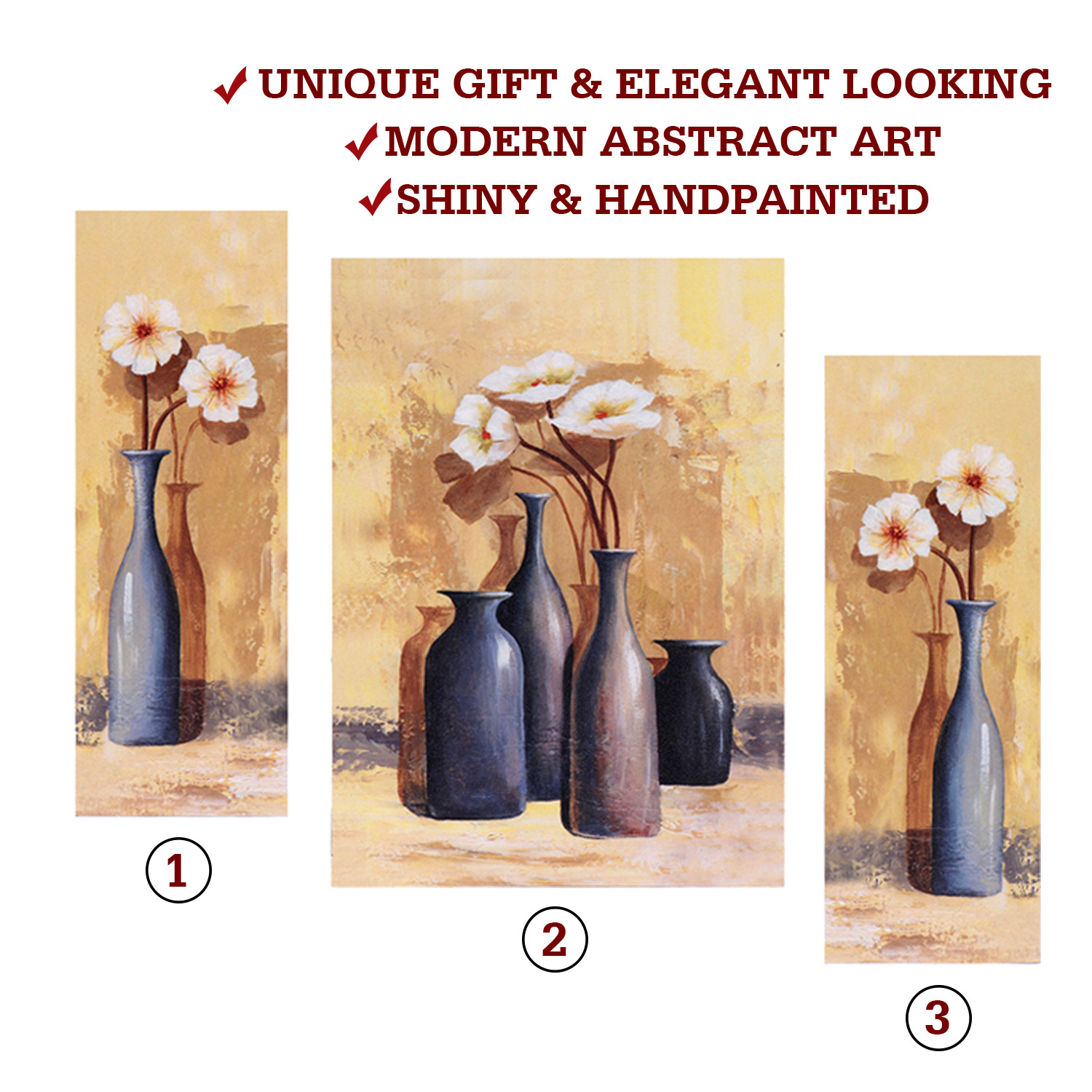 Kuber Industries Wall Paintings | MDF Wooden Wall Art for Living Room |Wall Sculpture | Bottle Vases Painting for Bedroom | Office | Hotels | Gift | 1218KIF1| Cream