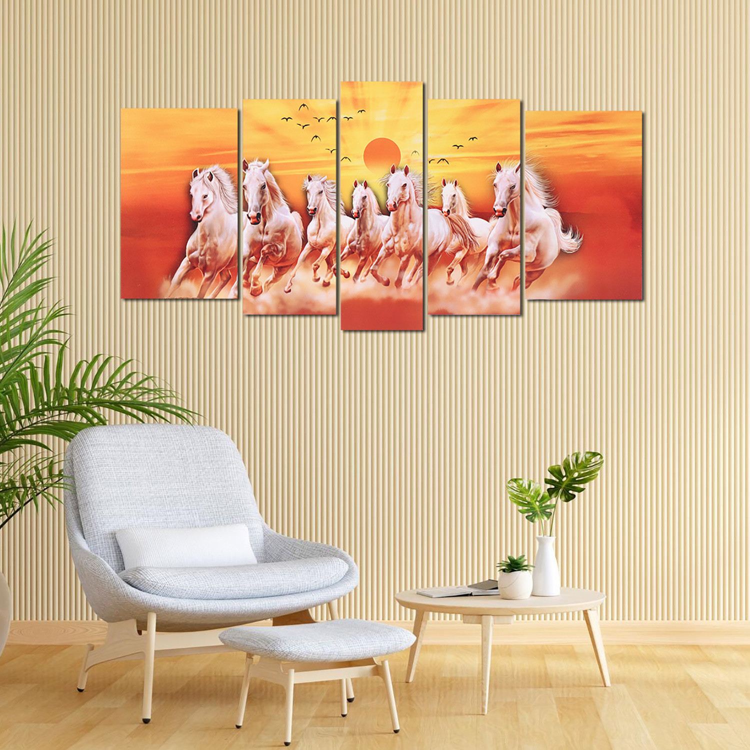 Kuber Industries Wall Paintings | MDF Wooden Wall Art for Living Room |Wall Sculpture | Horse Painting for Bedroom | Office | Hotels | Gift | 1730KIH4| Orange