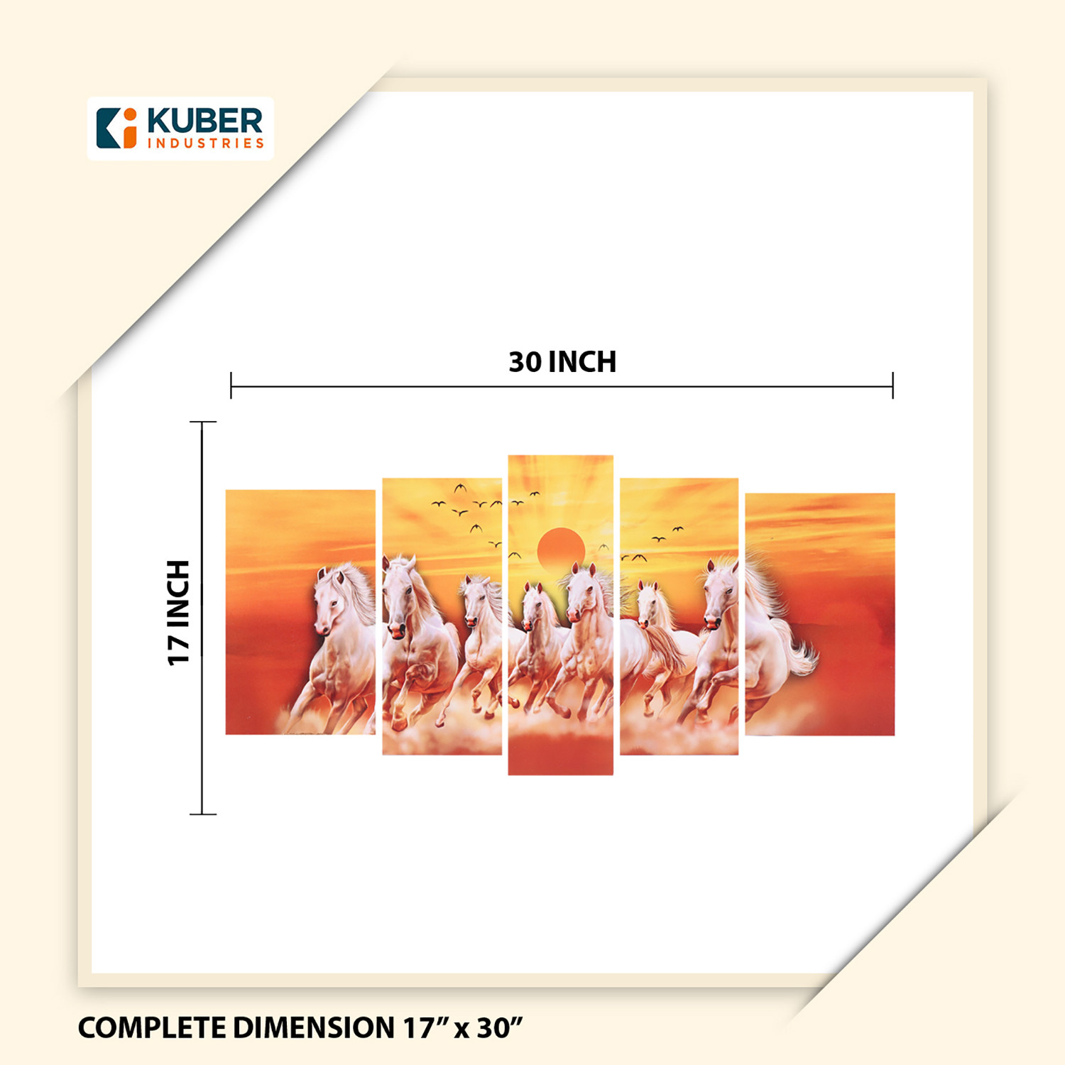 Kuber Industries Wall Paintings | MDF Wooden Wall Art for Living Room |Wall Sculpture | Horse Painting for Bedroom | Office | Hotels | Gift | 1730KIH4| Orange