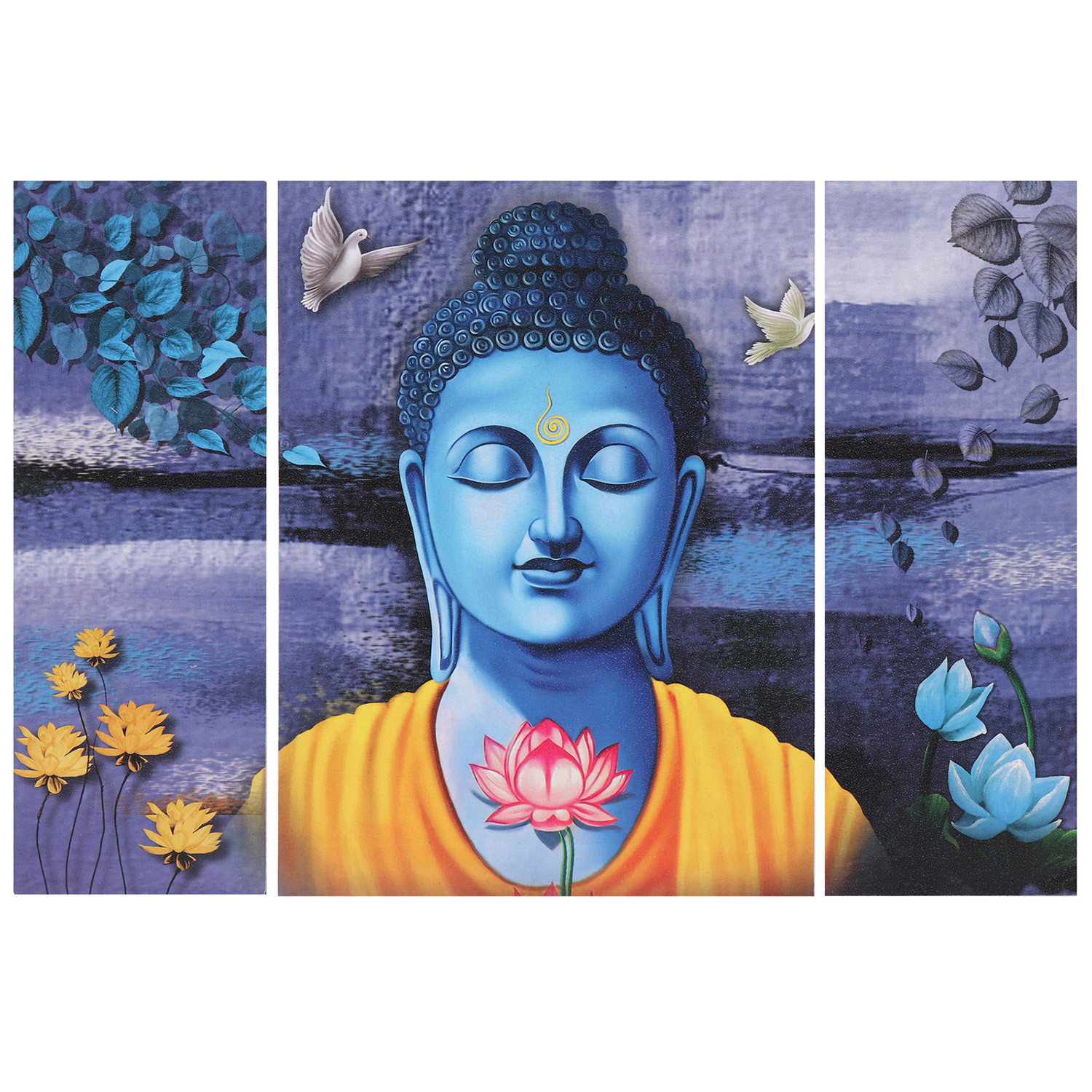 Kuber Industries Wall Paintings | MDF Wooden Wall Art for Living Room |Wall Sculpture | Lord Buddha Painting for Bedroom | Office | Hotels | Gift | 1218KIB1| Purple