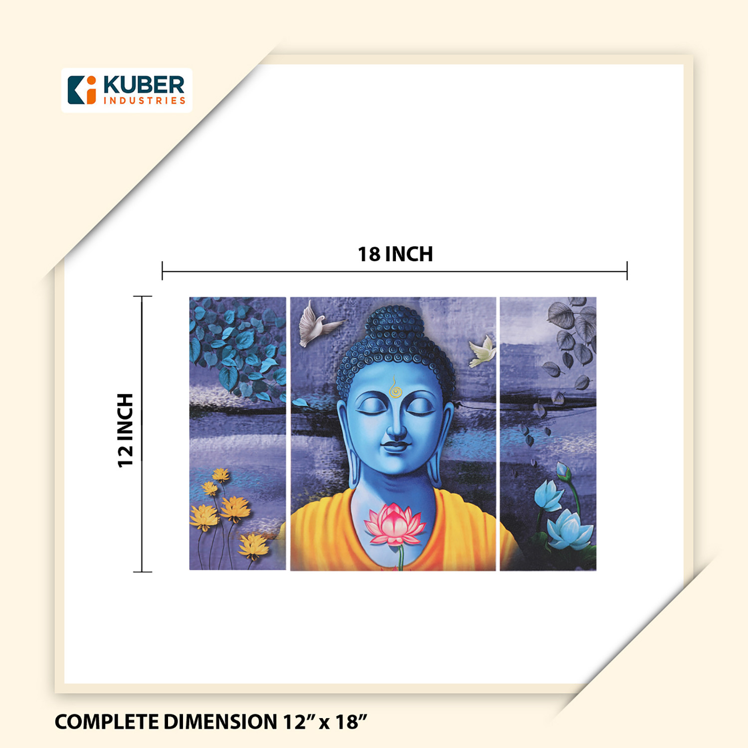Kuber Industries Wall Paintings | MDF Wooden Wall Art for Living Room |Wall Sculpture | Lord Buddha Painting for Bedroom | Office | Hotels | Gift | 1218KIB1| Purple