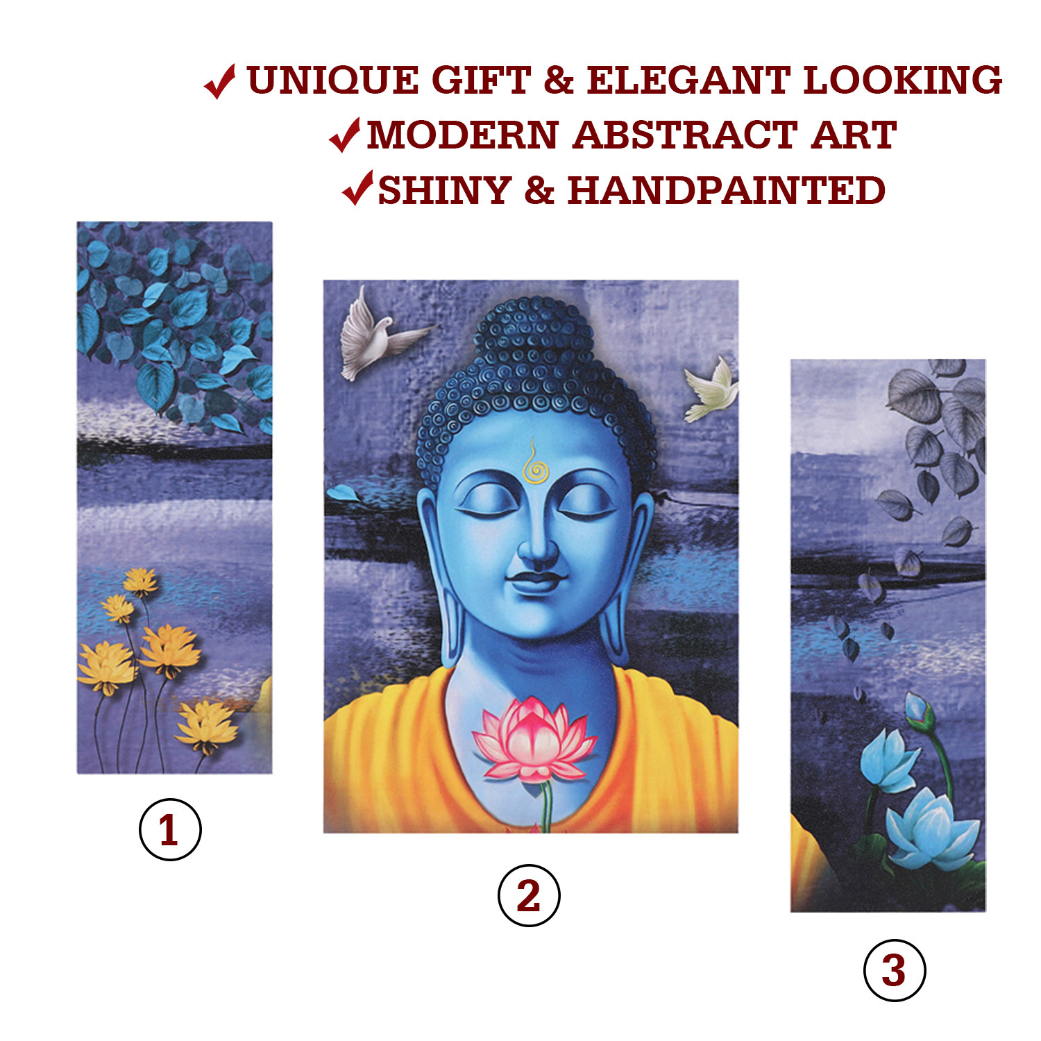 Kuber Industries Wall Paintings | MDF Wooden Wall Art for Living Room |Wall Sculpture | Lord Buddha Painting for Bedroom | Office | Hotels | Gift | 1218KIB1| Purple