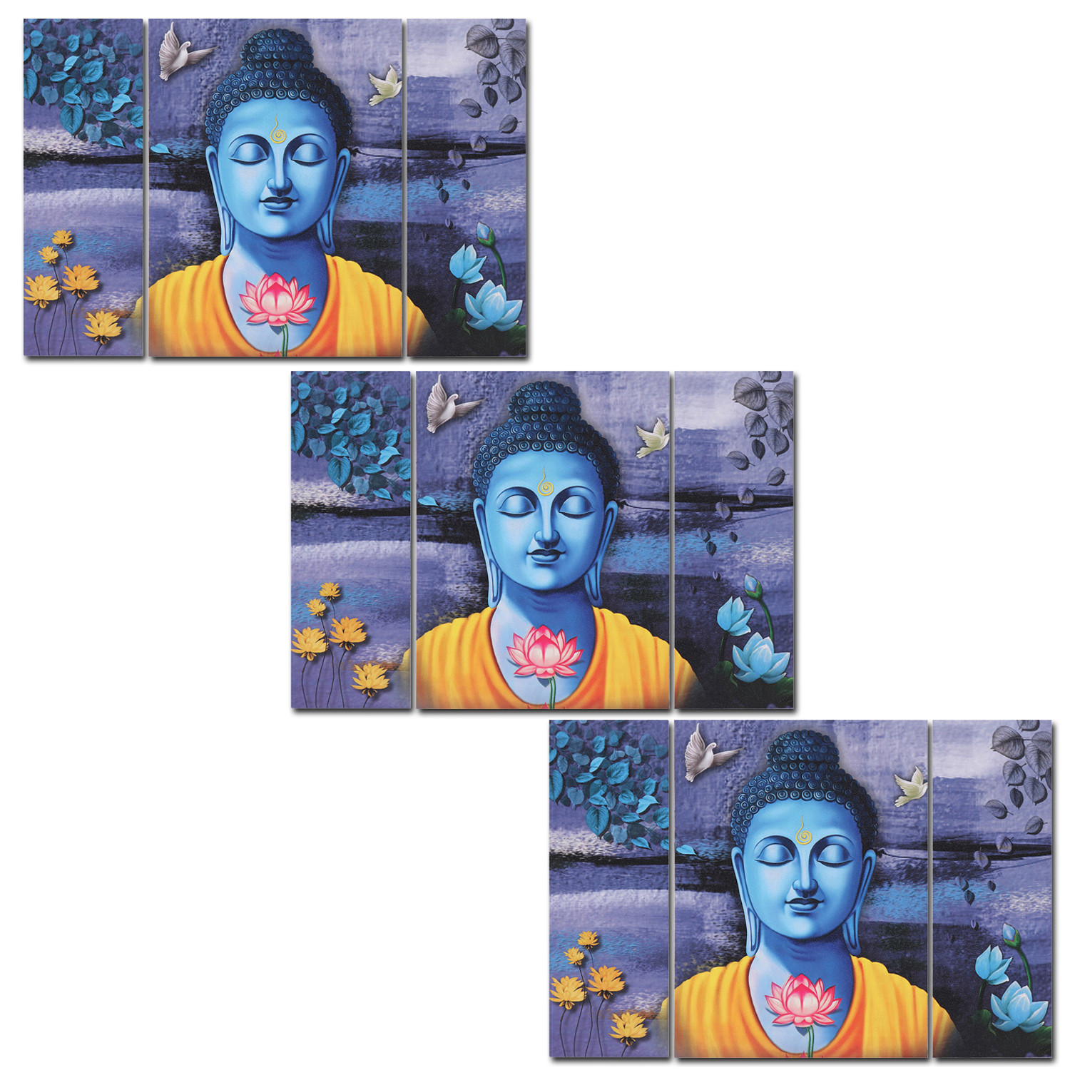 Kuber Industries Wall Paintings | MDF Wooden Wall Art for Living Room |Wall Sculpture | Lord Buddha Painting for Bedroom | Office | Hotels | Gift | 1218KIB1| Purple