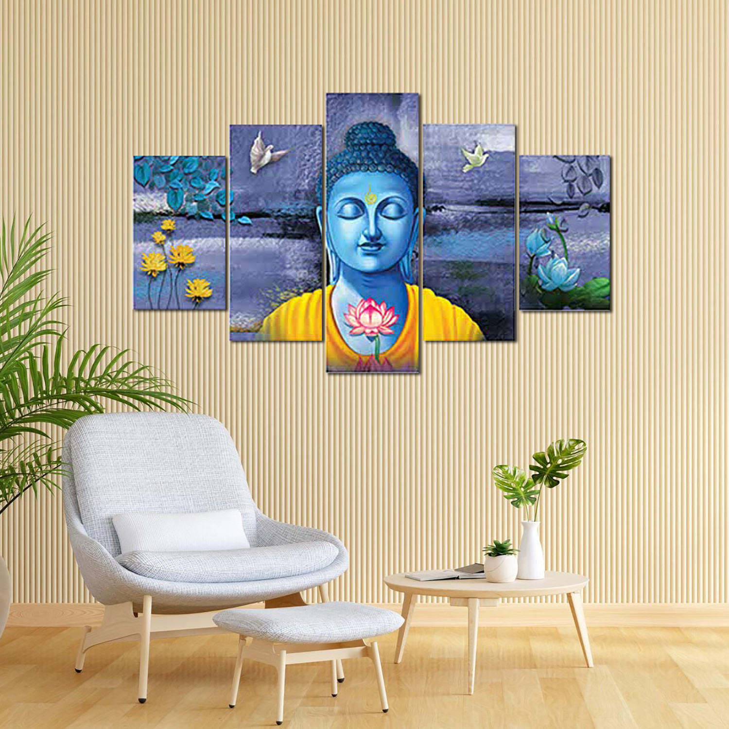 Kuber Industries Wall Paintings | MDF Wooden Wall Art for Living Room |Wall Sculpture | Lord Buddha Painting for Bedroom | Office | Hotels | Gift | 1730KIB1| Purple