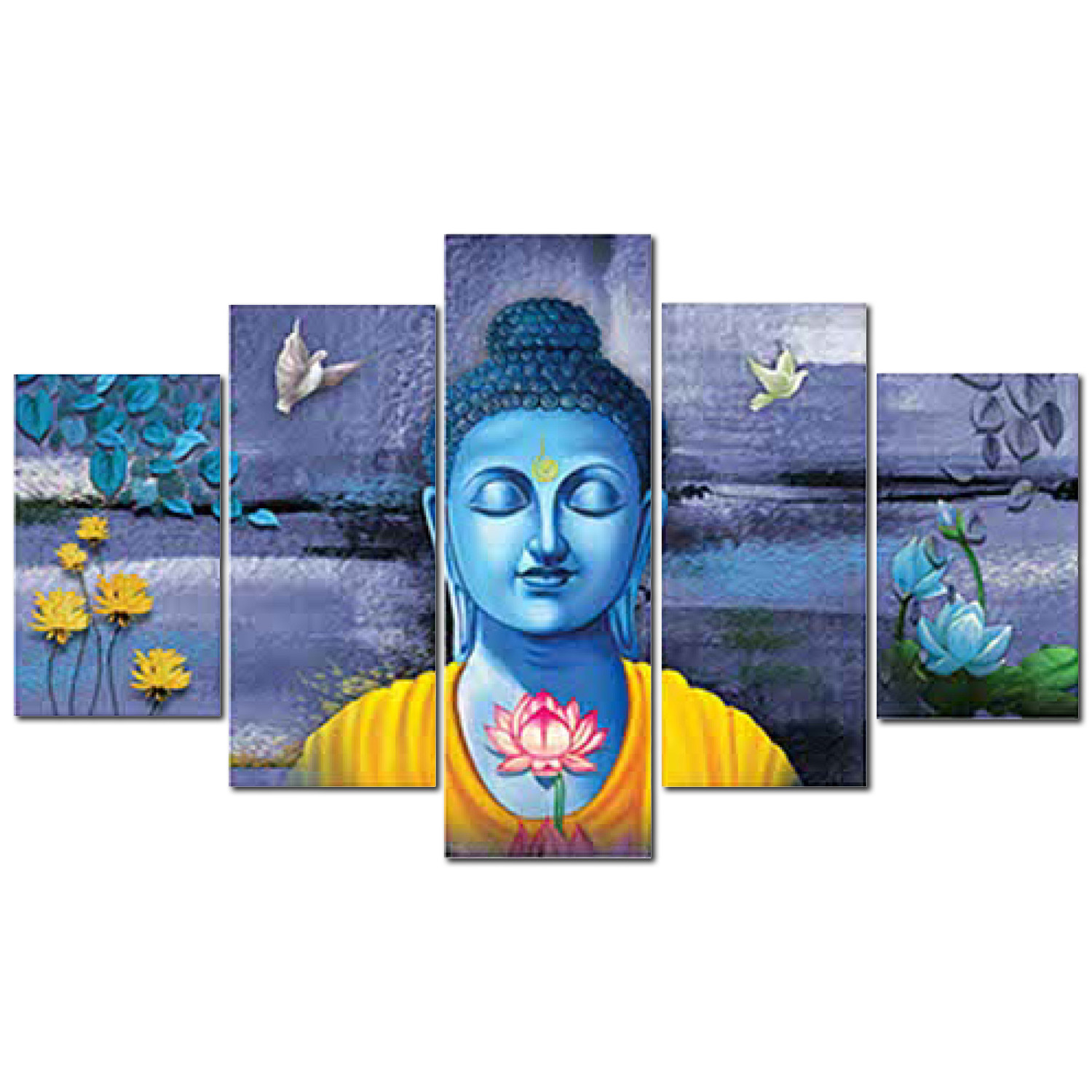 Kuber Industries Wall Paintings | MDF Wooden Wall Art for Living Room |Wall Sculpture | Lord Buddha Painting for Bedroom | Office | Hotels | Gift | 1730KIB1| Purple