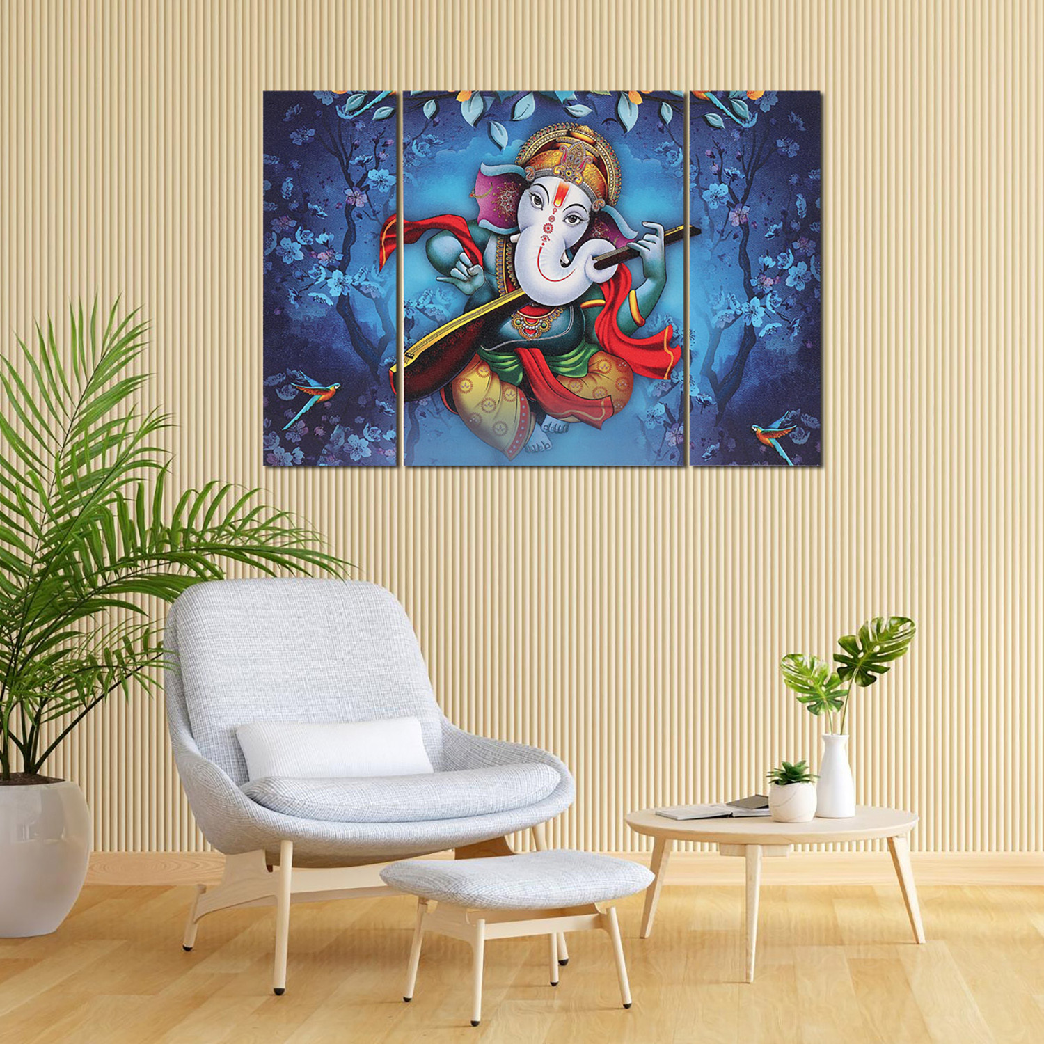 Kuber Industries Wall Paintings | MDF Wooden Wall Art for Living Room |Wall Sculpture | Lord Ganesha Painting for Bedroom | Office | Hotels | Gift | 1218KIG1| Blue