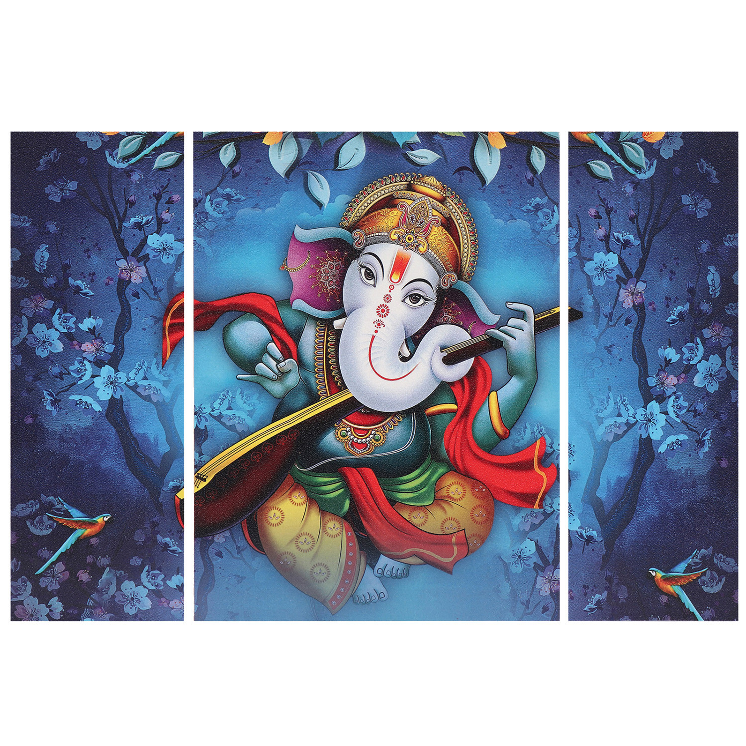 Kuber Industries Wall Paintings | MDF Wooden Wall Art for Living Room |Wall Sculpture | Lord Ganesha Painting for Bedroom | Office | Hotels | Gift | 1218KIG1| Blue