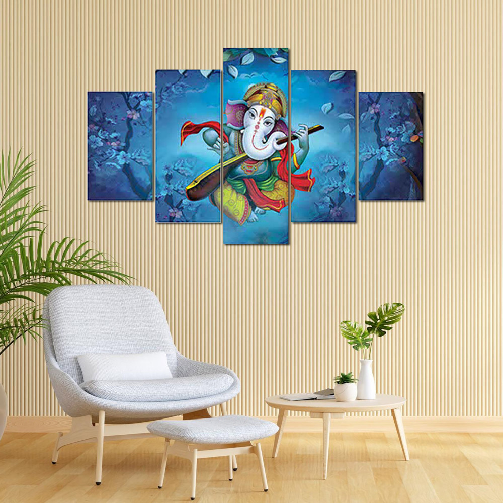 Kuber Industries Wall Paintings | MDF Wooden Wall Art for Living Room |Wall Sculpture | Lord Ganesha Painting for Bedroom | Office | Hotels | Gift | 1730KIG1 | Blue