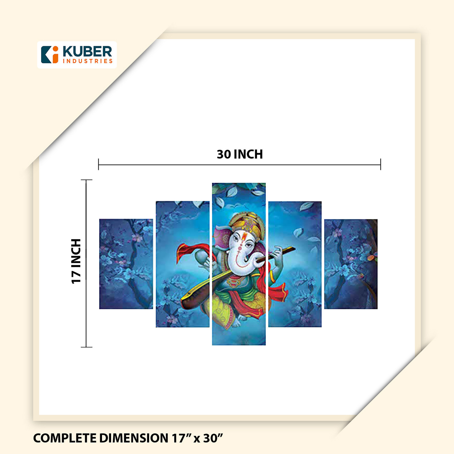 Kuber Industries Wall Paintings | MDF Wooden Wall Art for Living Room |Wall Sculpture | Lord Ganesha Painting for Bedroom | Office | Hotels | Gift | 1730KIG1 | Blue