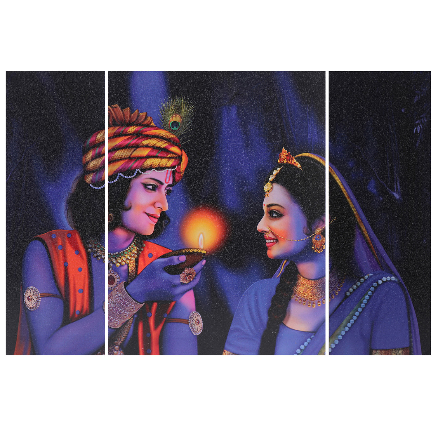 Kuber Industries Wall Paintings | MDF Wooden Wall Art for Living Room |Wall Sculpture | Radha-Krishna Painting for Bedroom | Office | Hotels | Gift | 1218KIK1 | Blue