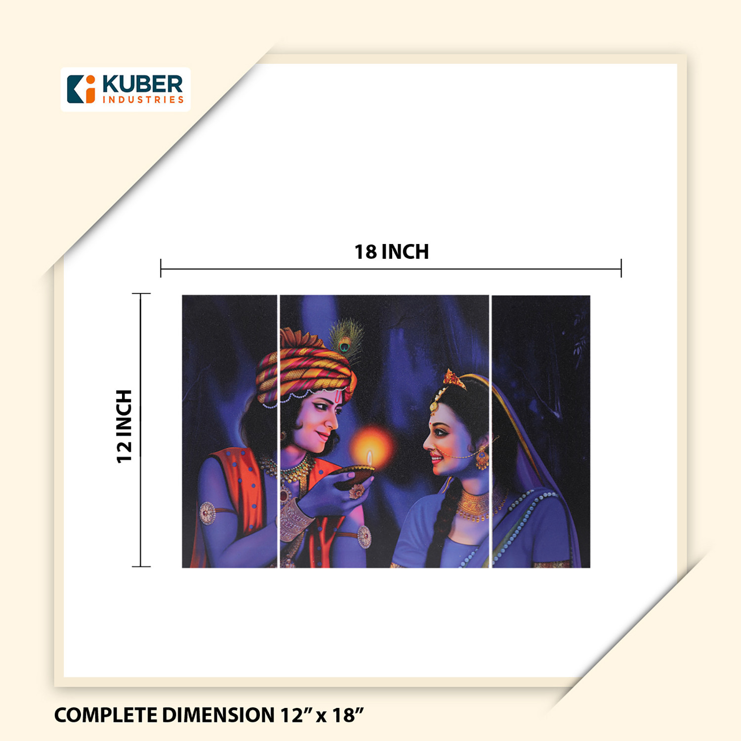 Kuber Industries Wall Paintings | MDF Wooden Wall Art for Living Room |Wall Sculpture | Radha-Krishna Painting for Bedroom | Office | Hotels | Gift | 1218KIK1 | Blue